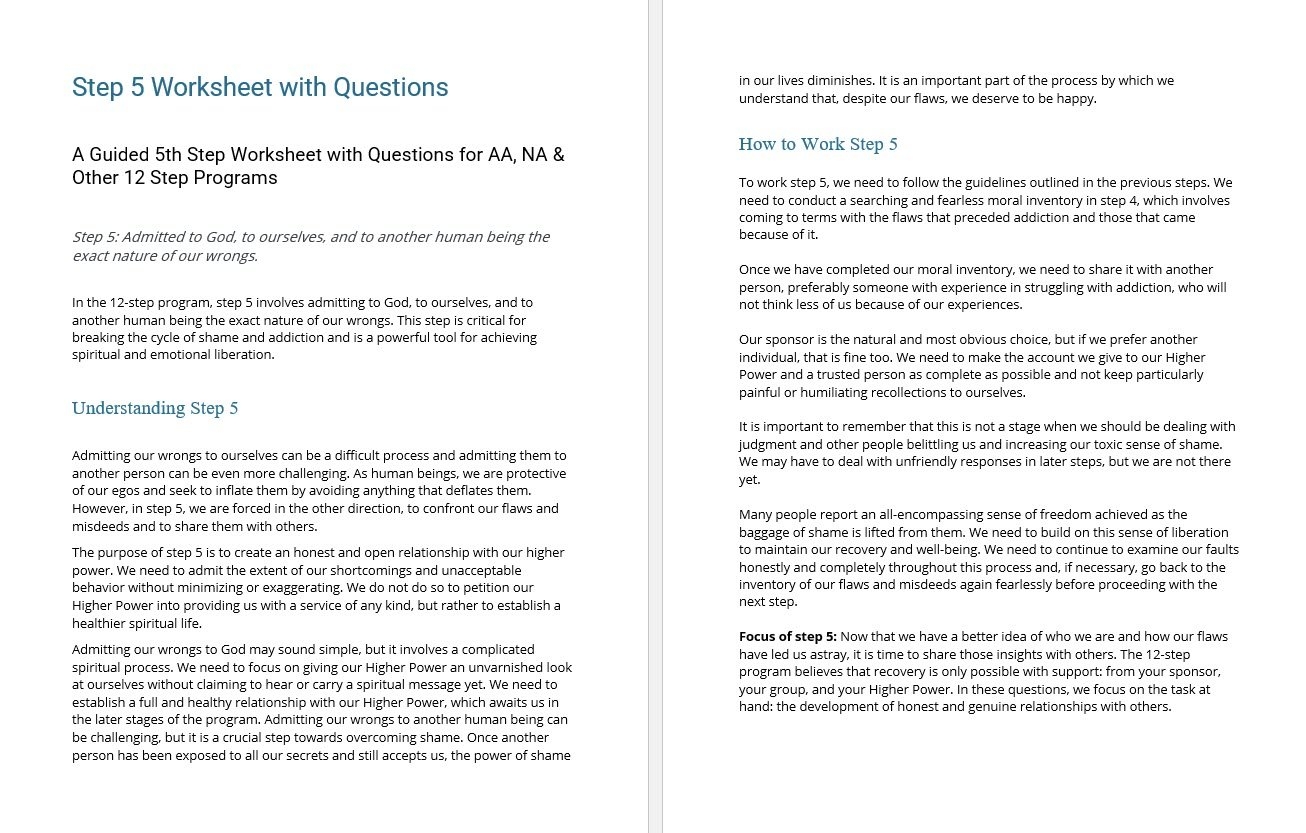 Celebrate Recovery Inventory Worksheet Printable