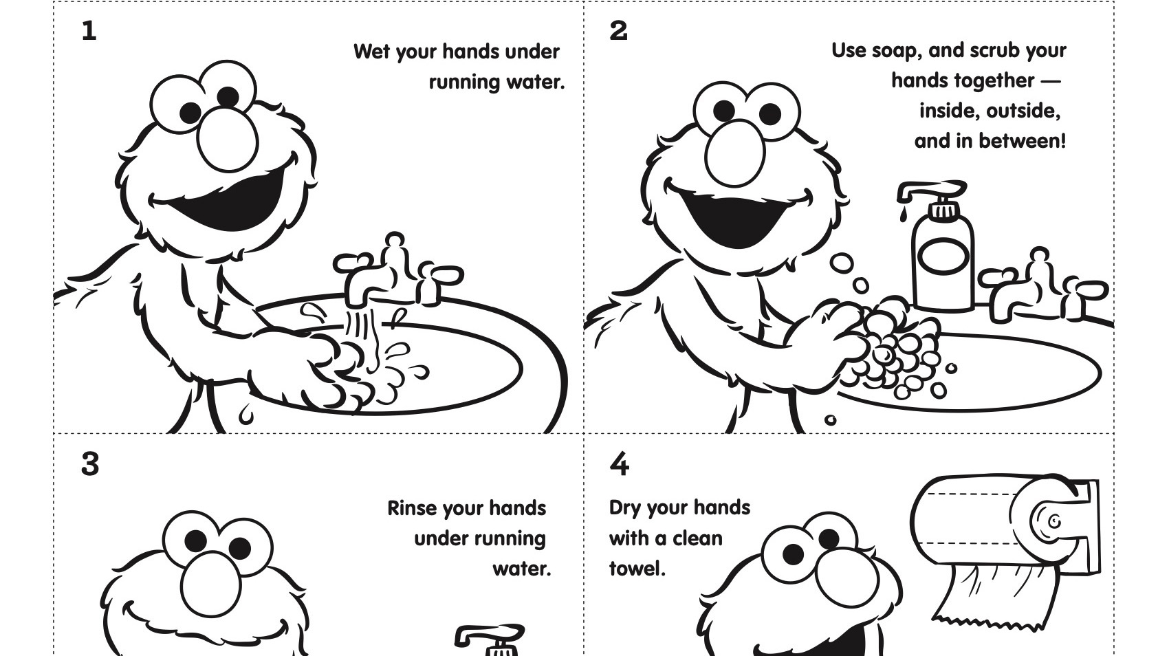 Step By Step Handwashing With Elmo Kids Coloring Pages PBS KIDS For Parents