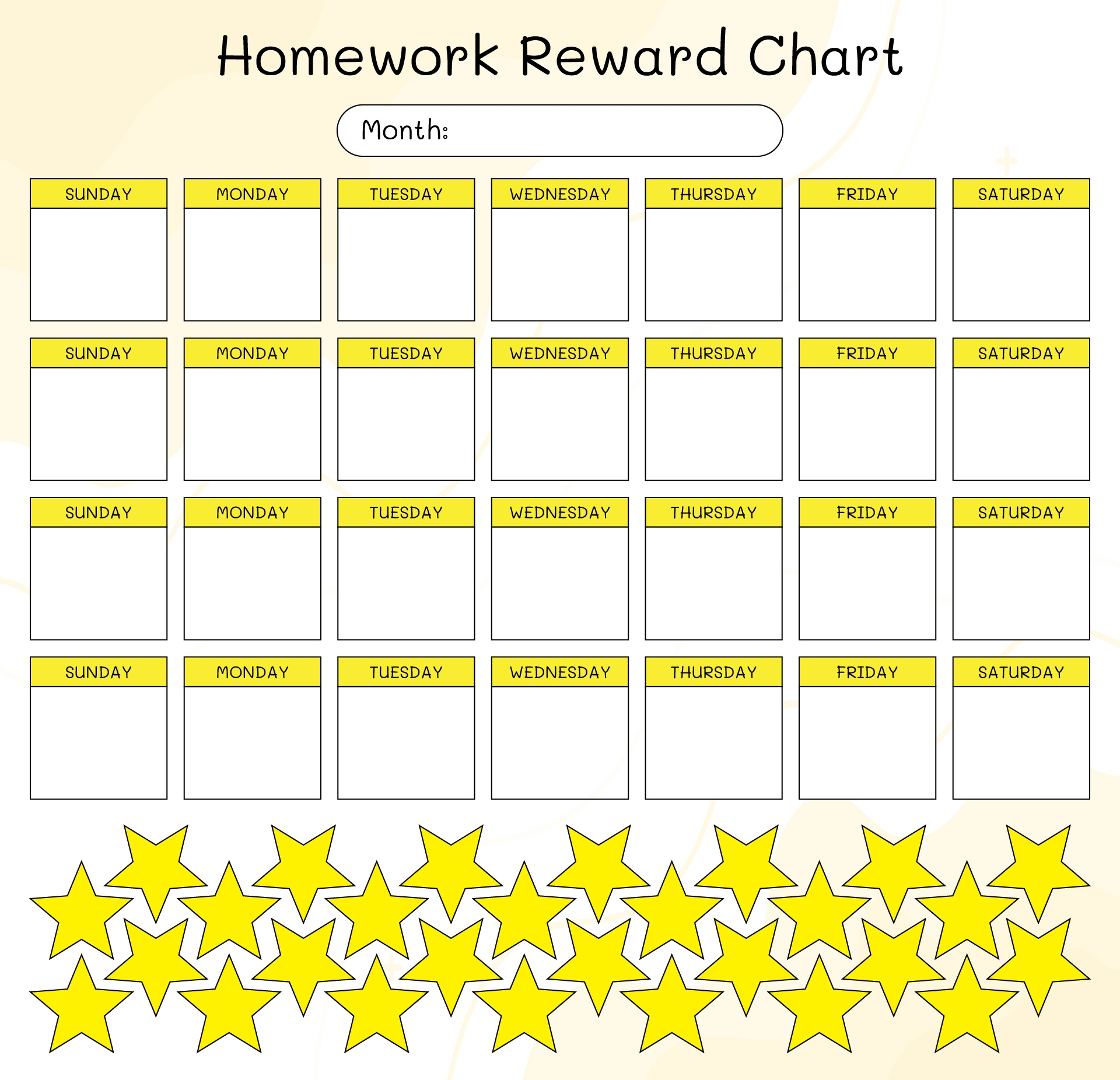 Homework Sticker Chart Printable