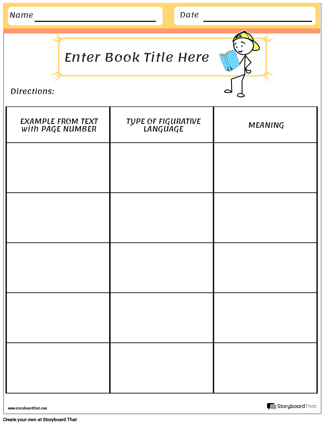 Storyboard That Free Figurative Language Worksheets