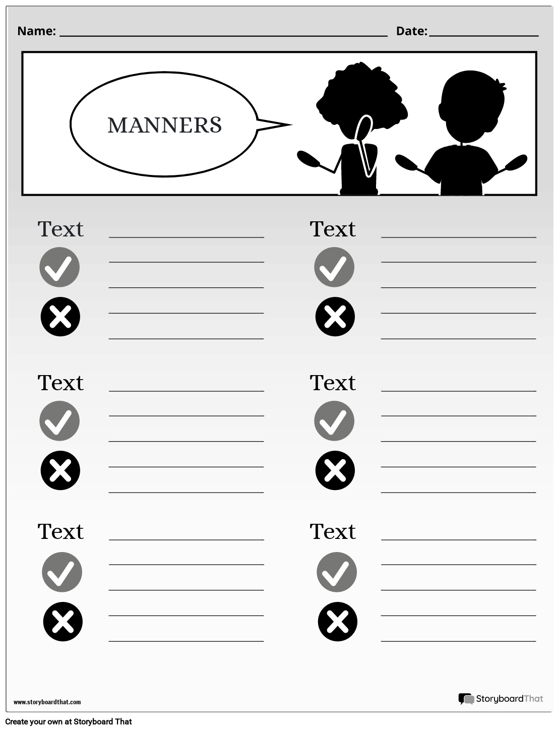 Manners Printable Worksheets
