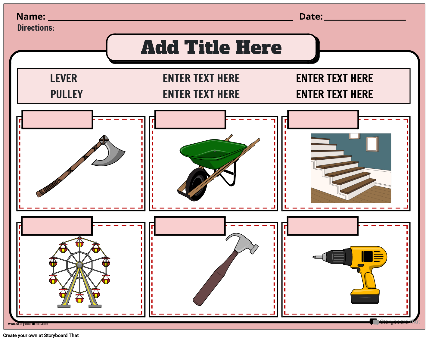 Storyboard That Free Simple Machines Worksheets