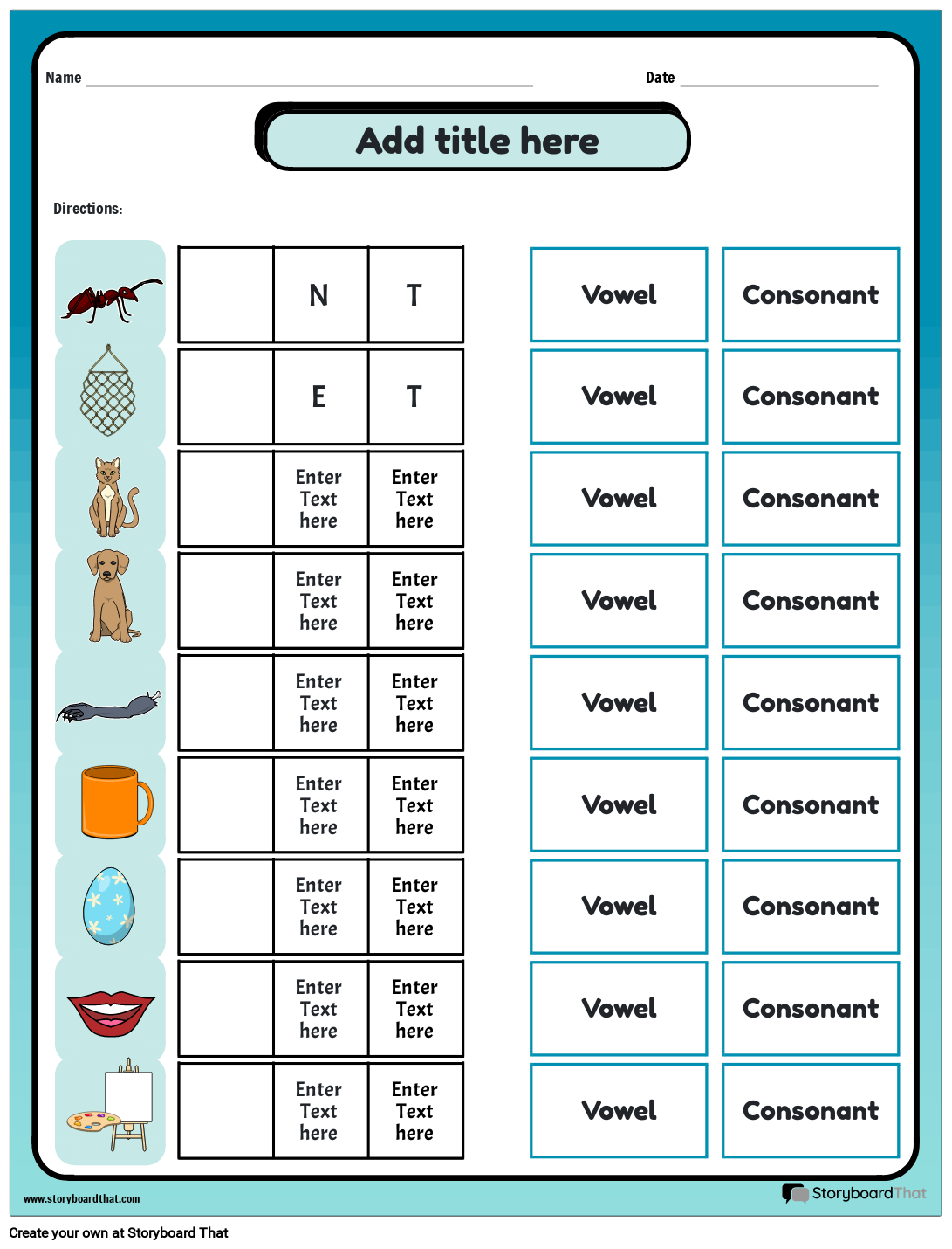 Vowel And Consonant Printables Chart