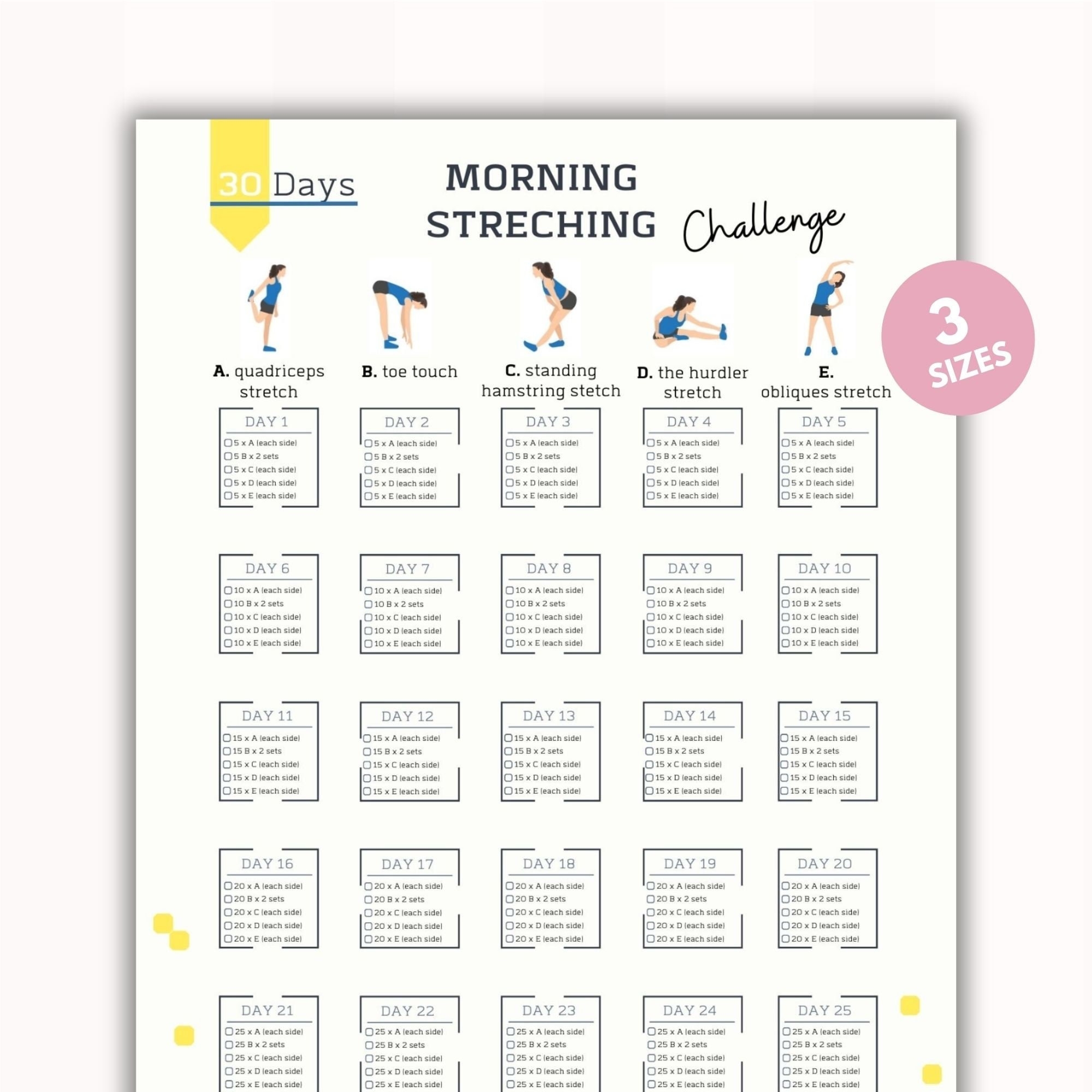 Stretching Chart Etsy Stretching Chart Etsy