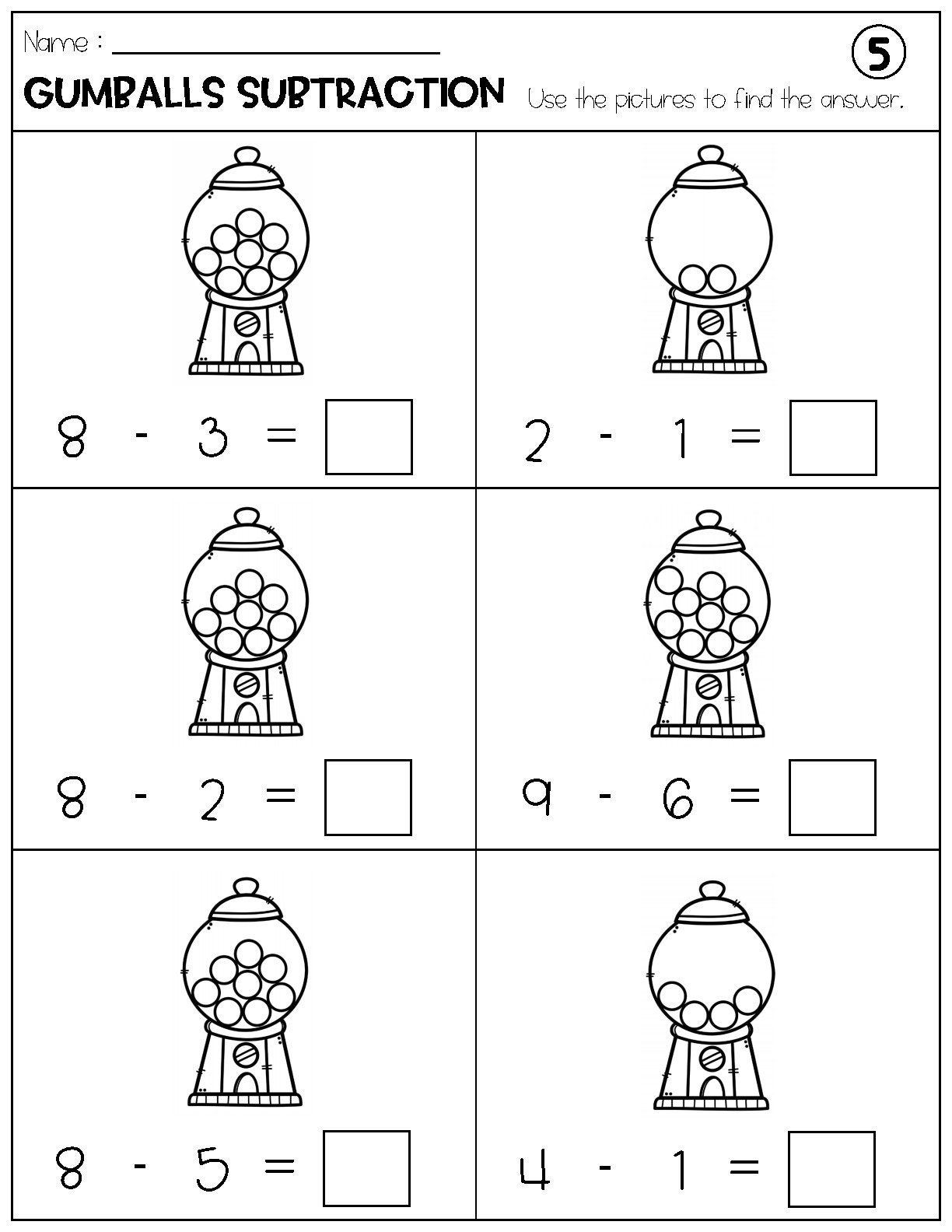 Printable Kindergarten Math Worksheets Subtraction