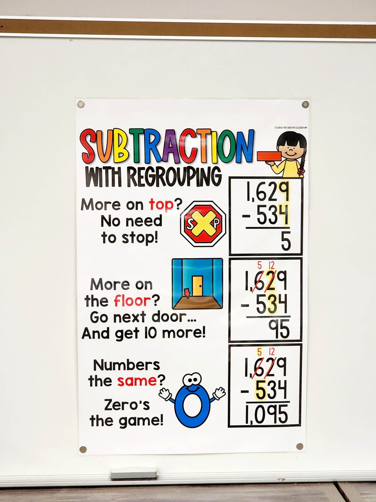 Subtraction With Regrouping Chart Hard Good Option 4