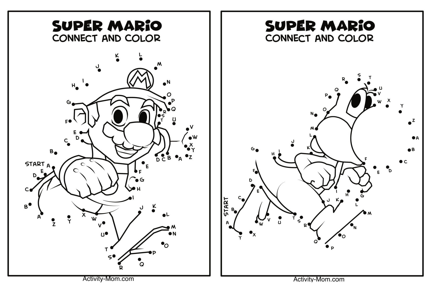 Super Mario Dot To Dot Activity For Kids free Printable The Activity Mom