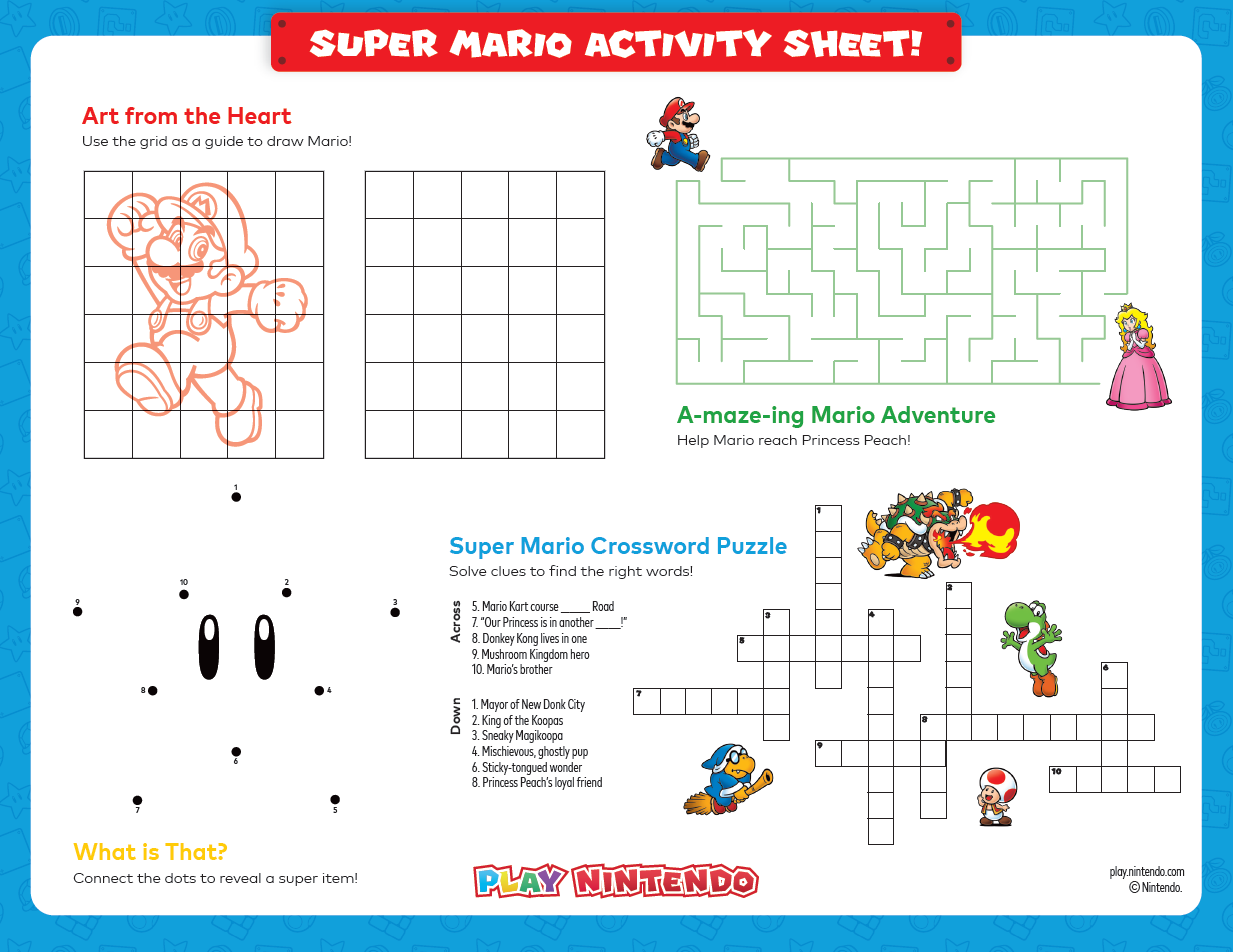 Printable Super Mario Worksheets