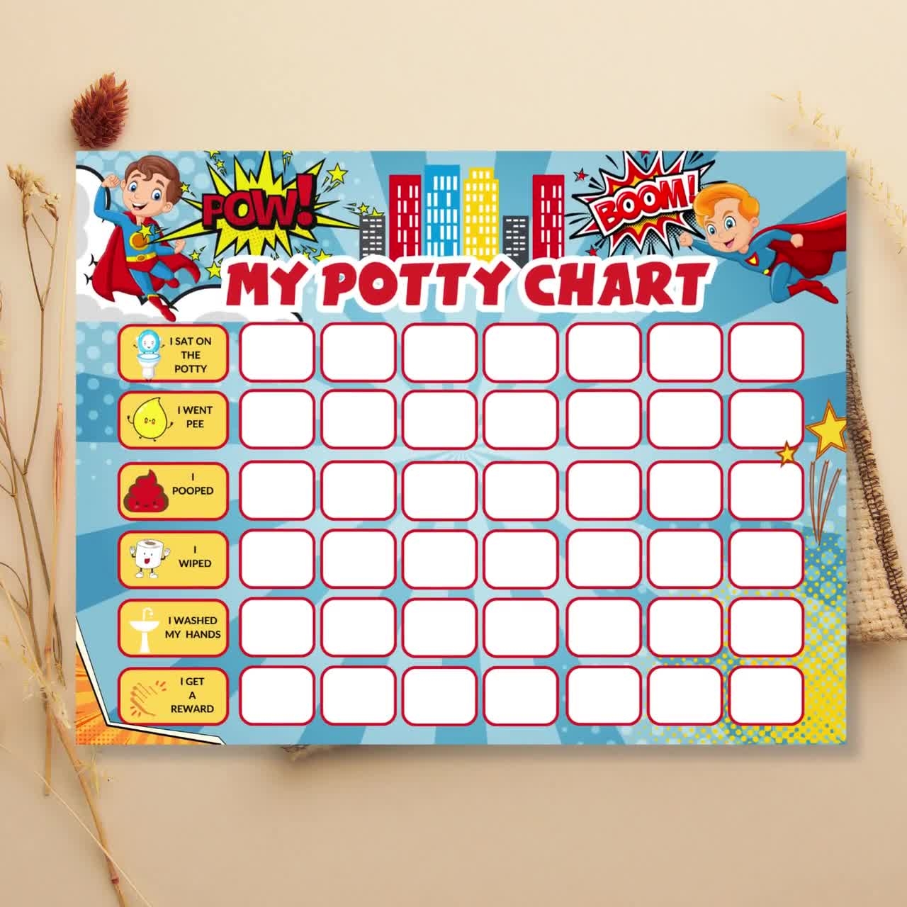 Potty Training Chart Printable Superhero