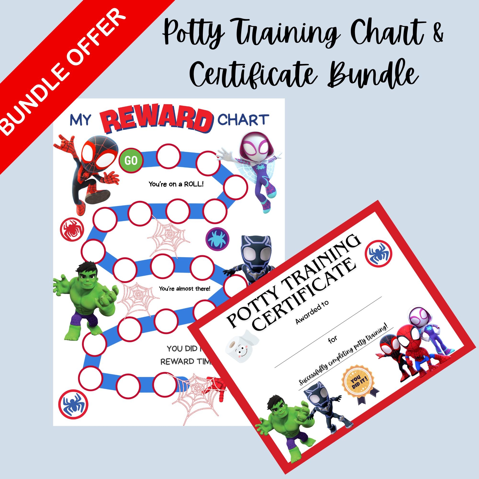 Superhero Potty Training Chart Certificate Web Hero Digital Download Etsy