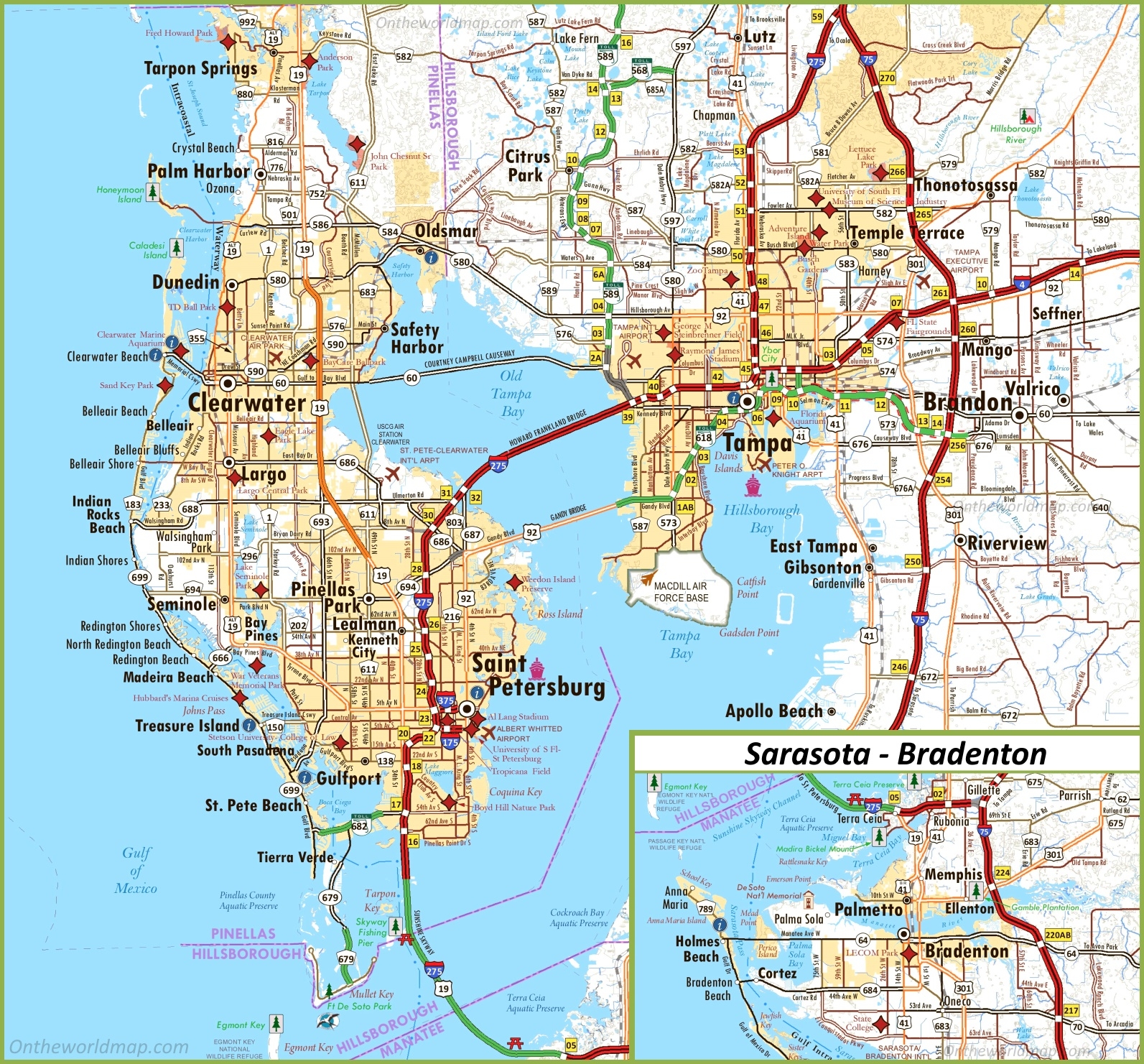 Tampa Bay Area Map Ontheworldmap