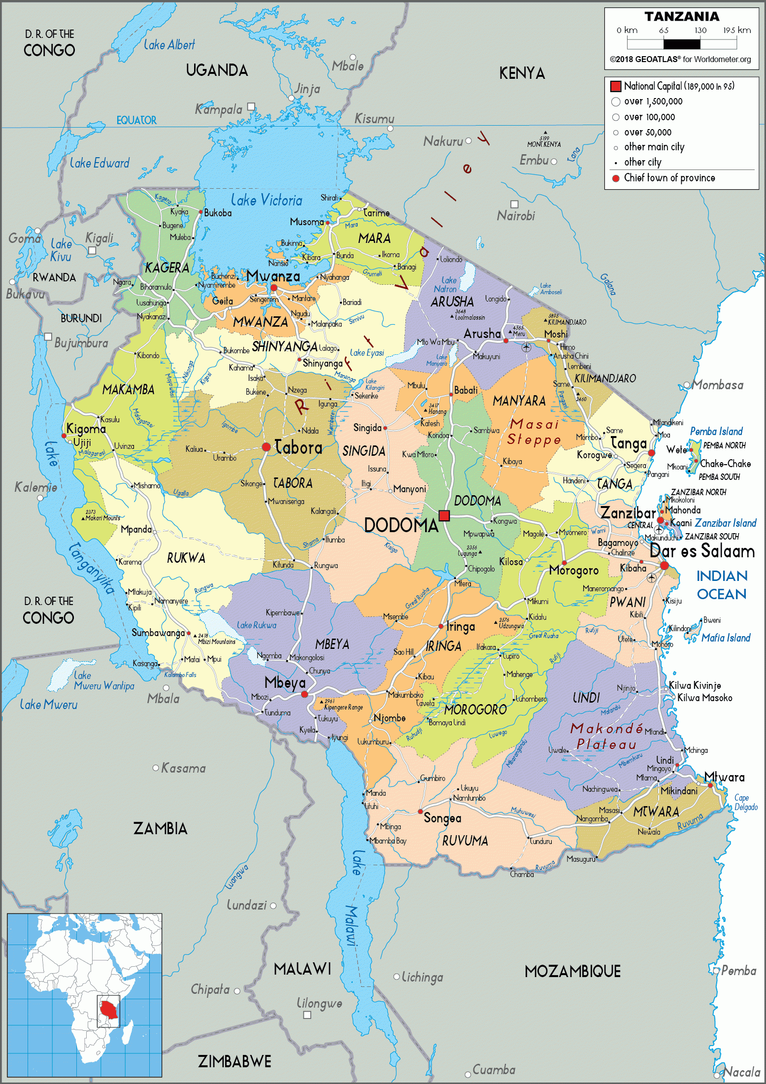 Printable Map Of Tanzania