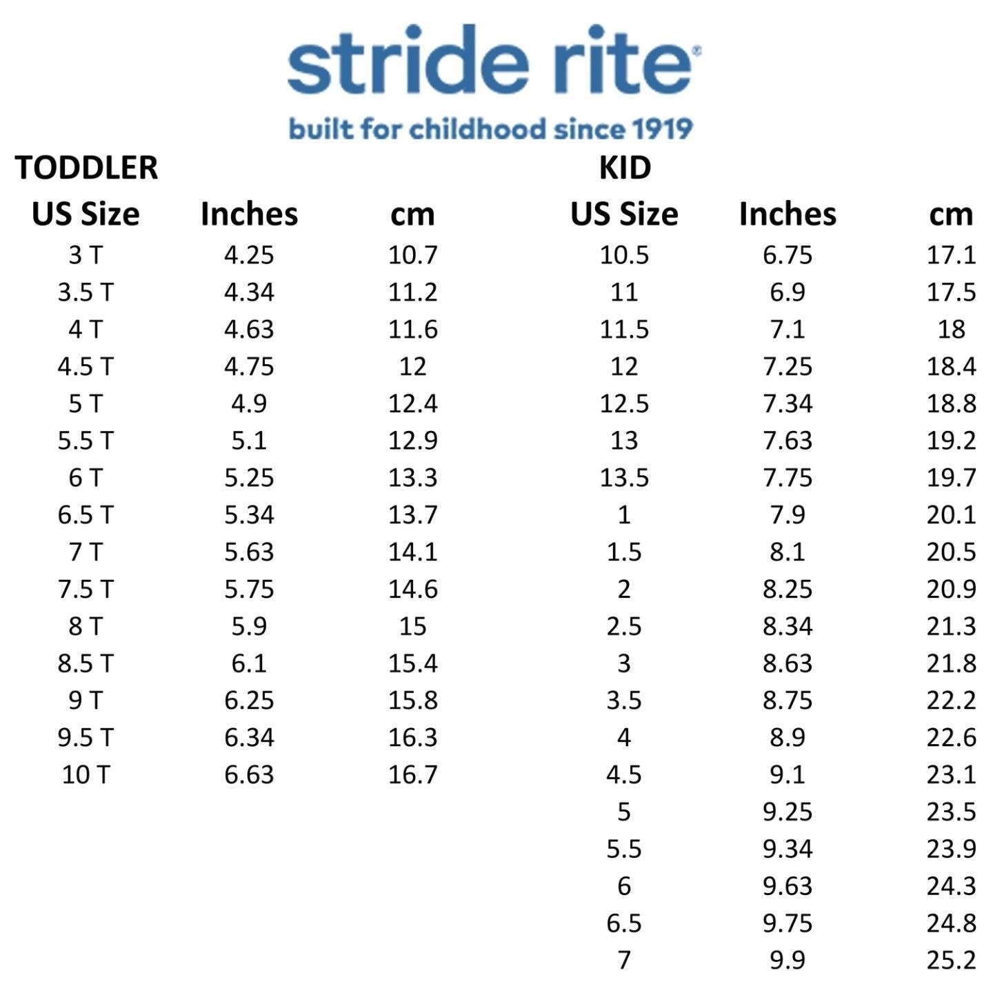 Tape Measure Stride Rite Size Chart Baby Size Guide Stride Rite Baby Shoe Size Chart Stride