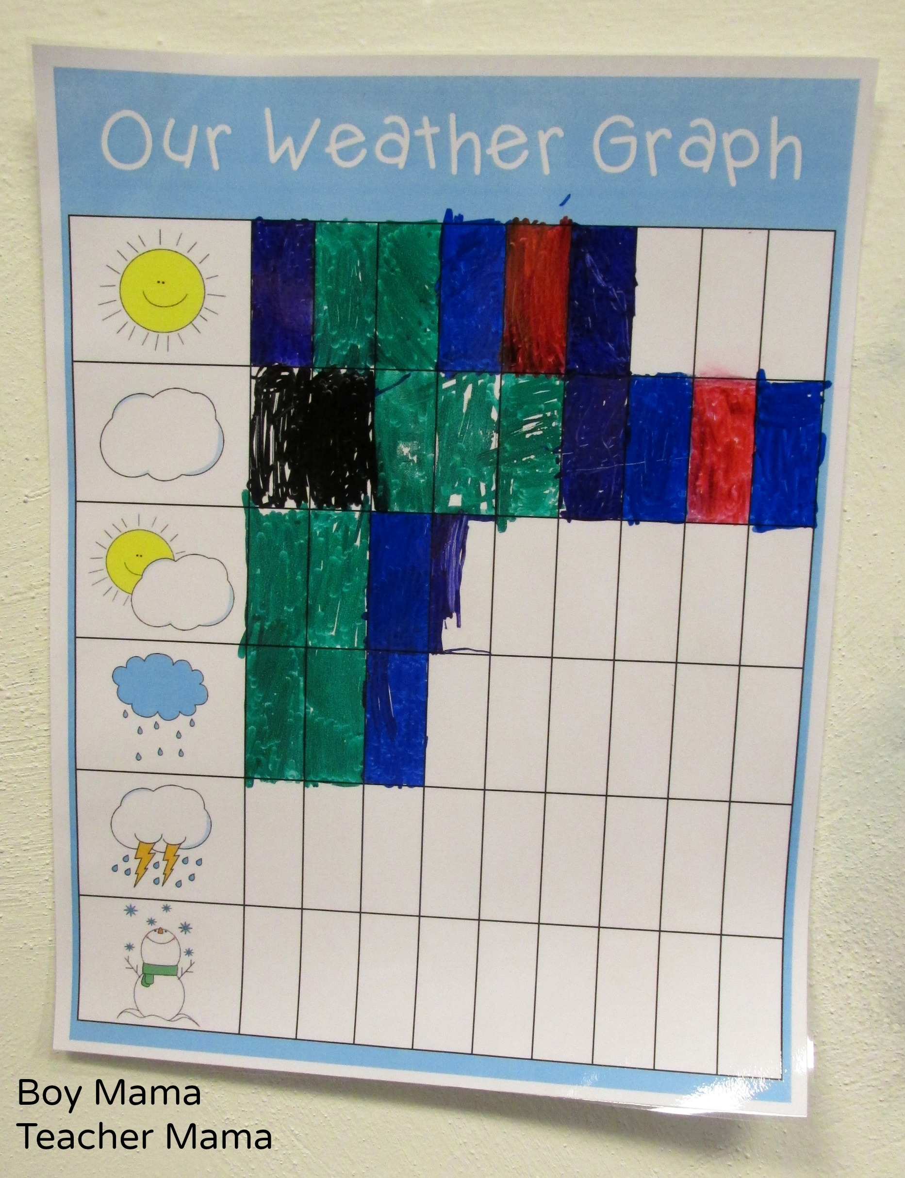 Teacher Mama FREE Printable Daily Weather Graph Boy Mama Teacher Mama
