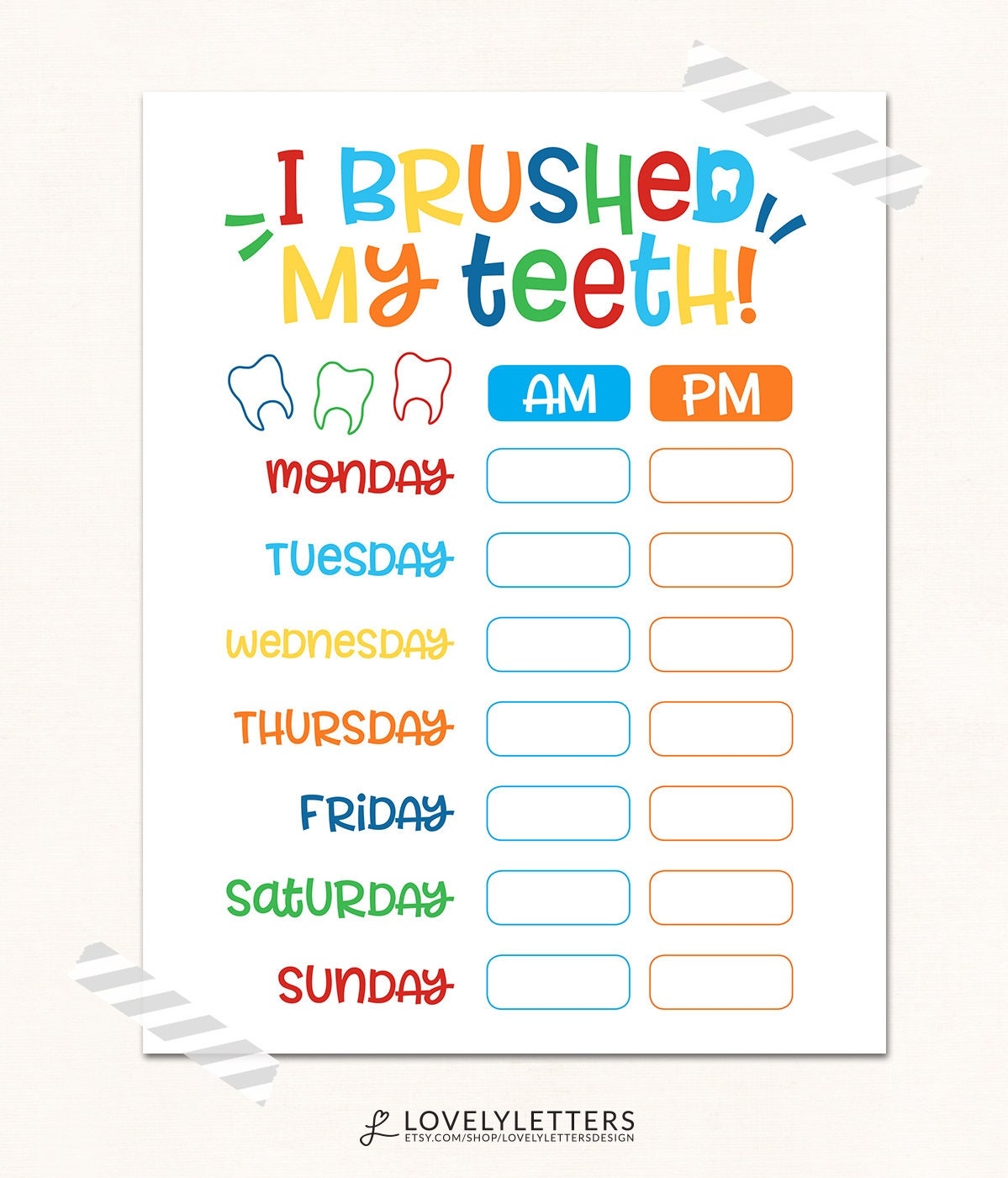 Printable Teeth Brushing Chart
