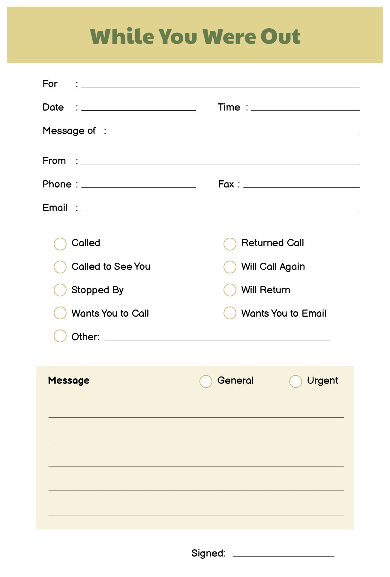 Telephone Message Template 10 Free PDF Printables Printablee
