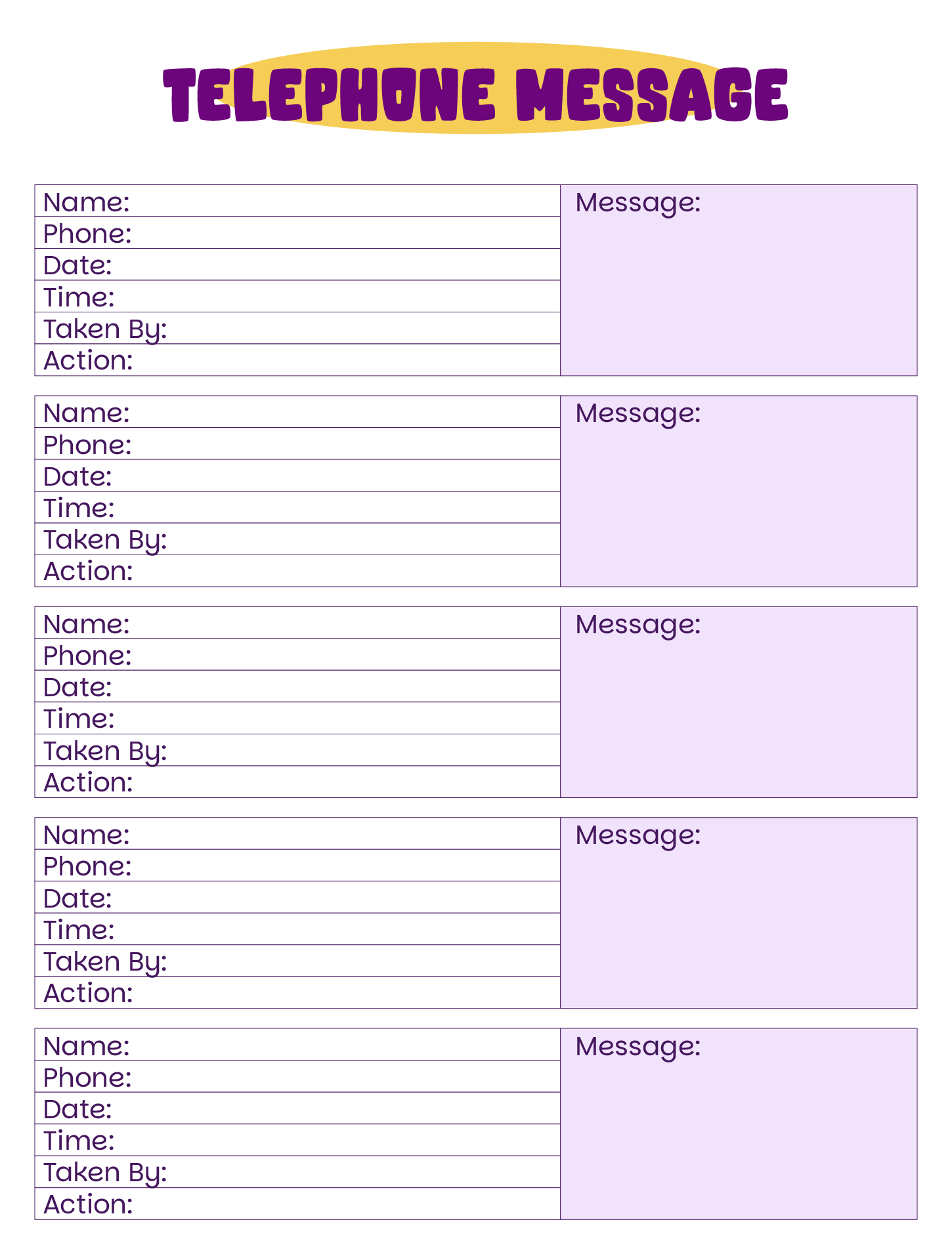 Telephone Message Template 10 Free PDF Printables Printablee