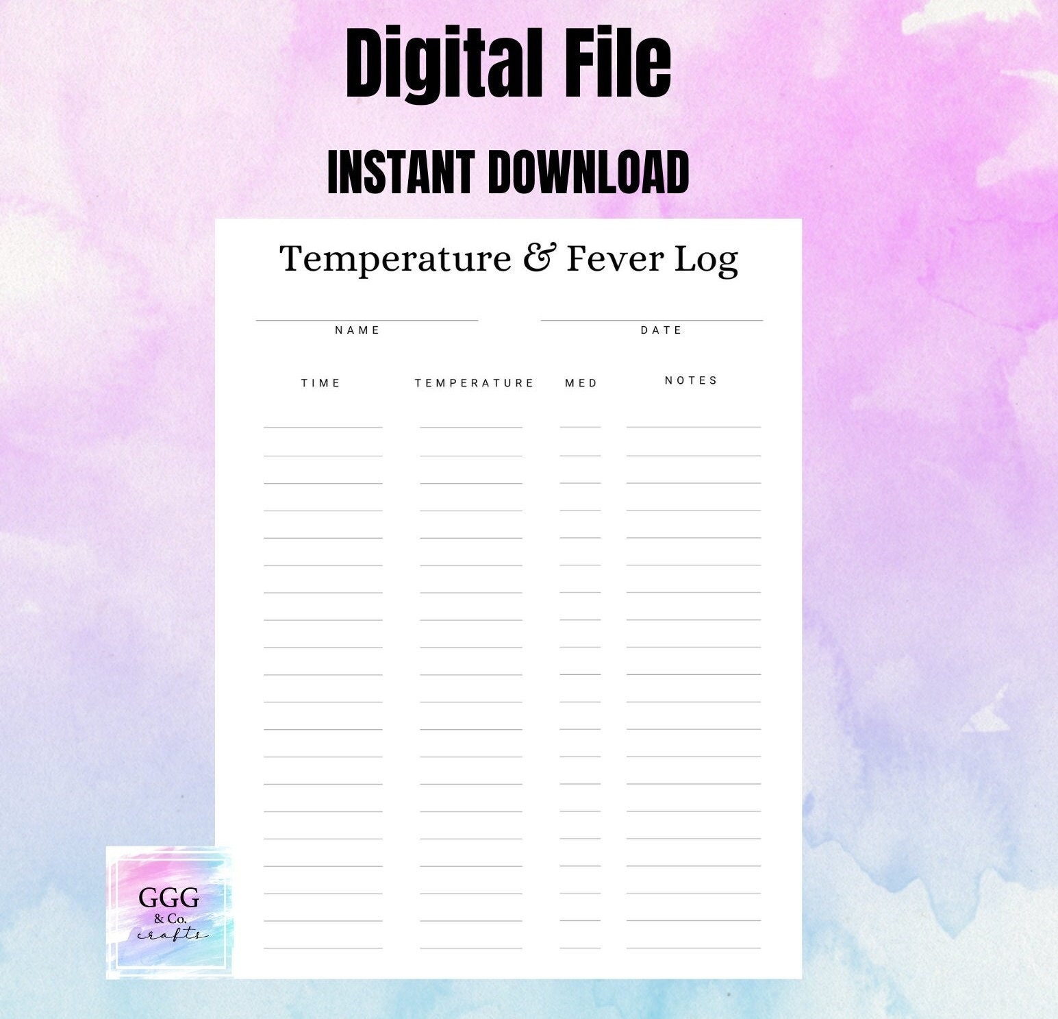 Temperature Fever Log Fever Chart For Sick Child Log Sick Child Tracker Temperature And Fever Log tracker Etsy