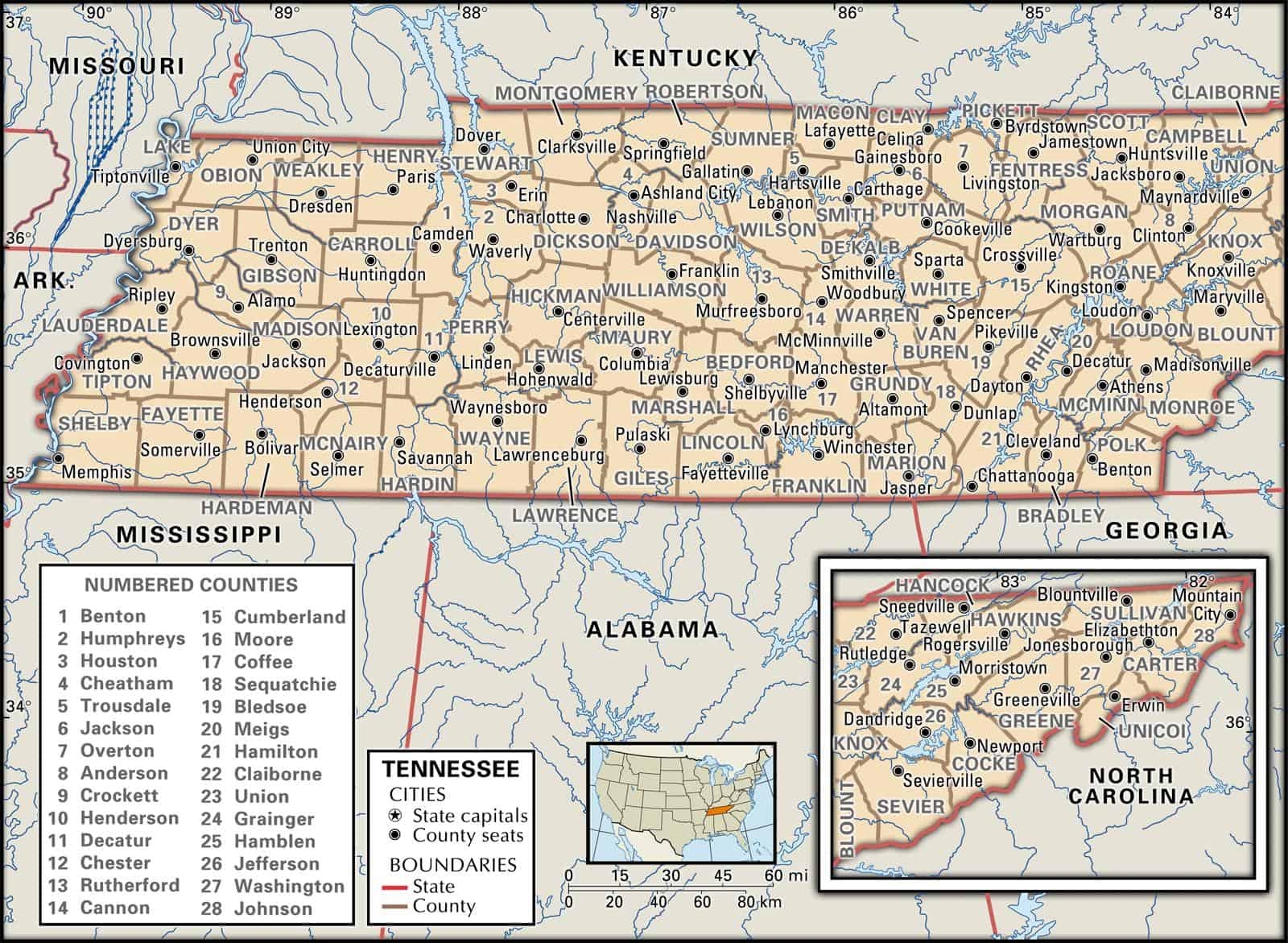 Tennessee County Maps Interactive History U0026 Complete List