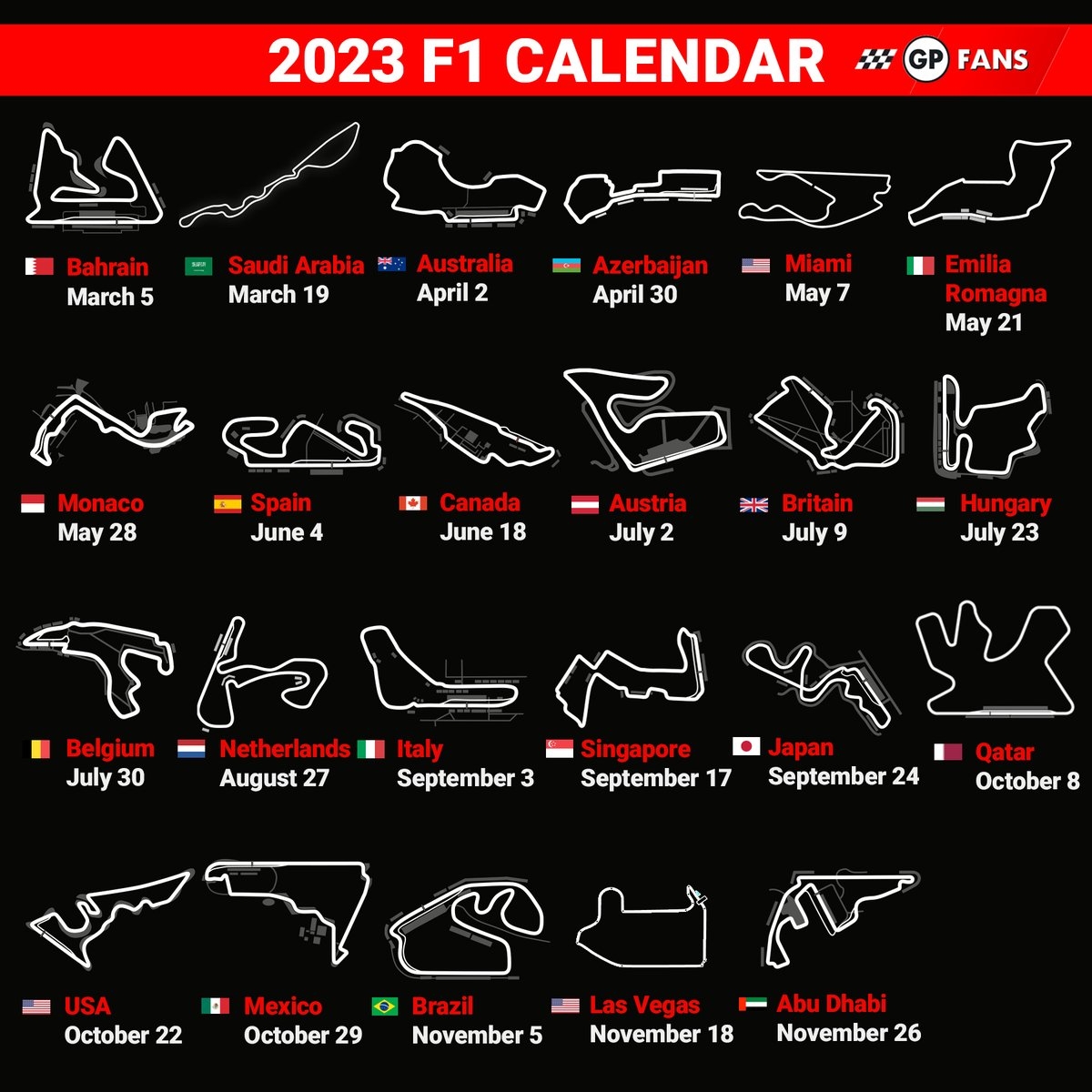 F1 Calendar Printable