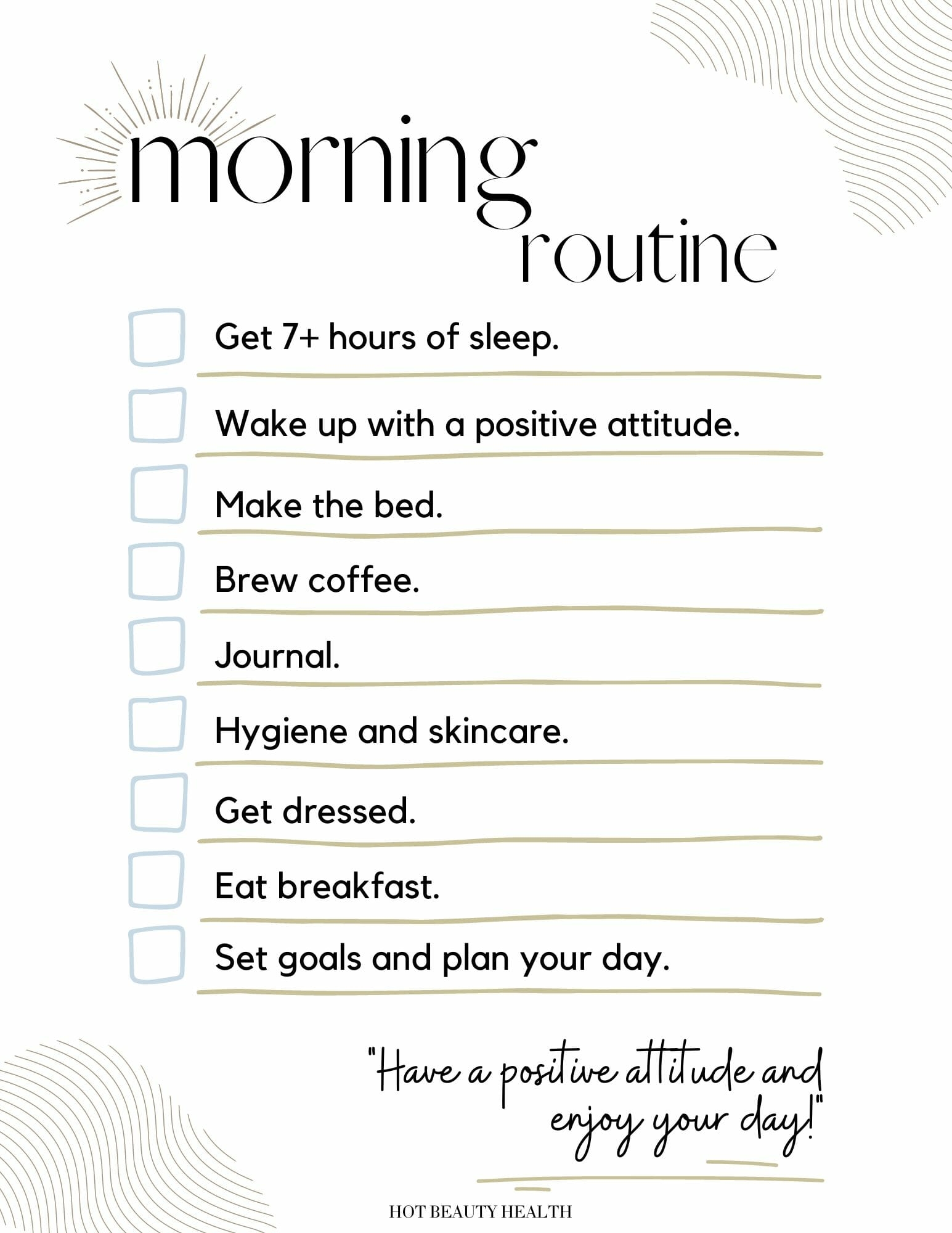 Printable Morning Routine Chart For Adults
