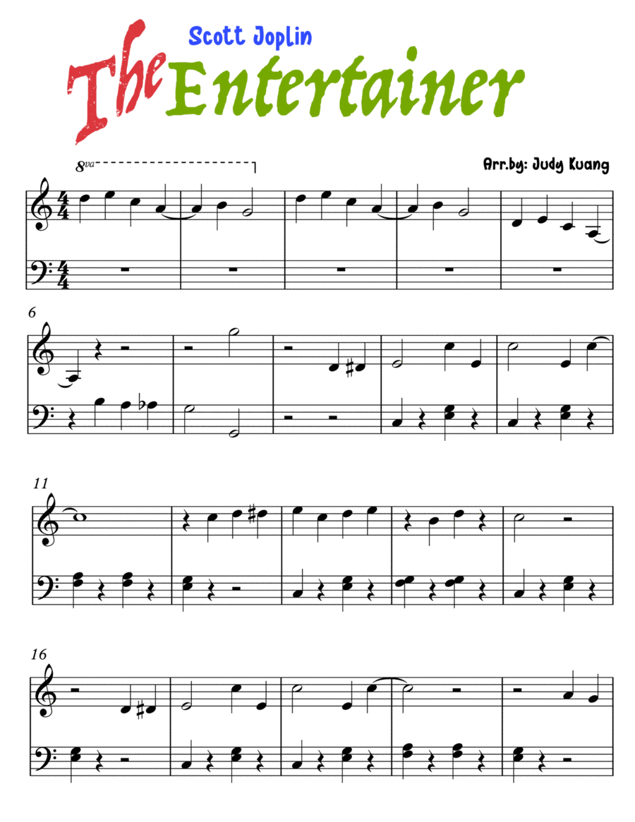 The Entertainer By Scott Joplin Easy Piano Early Intermediate Digital Sheet Music Sheet Music Plus