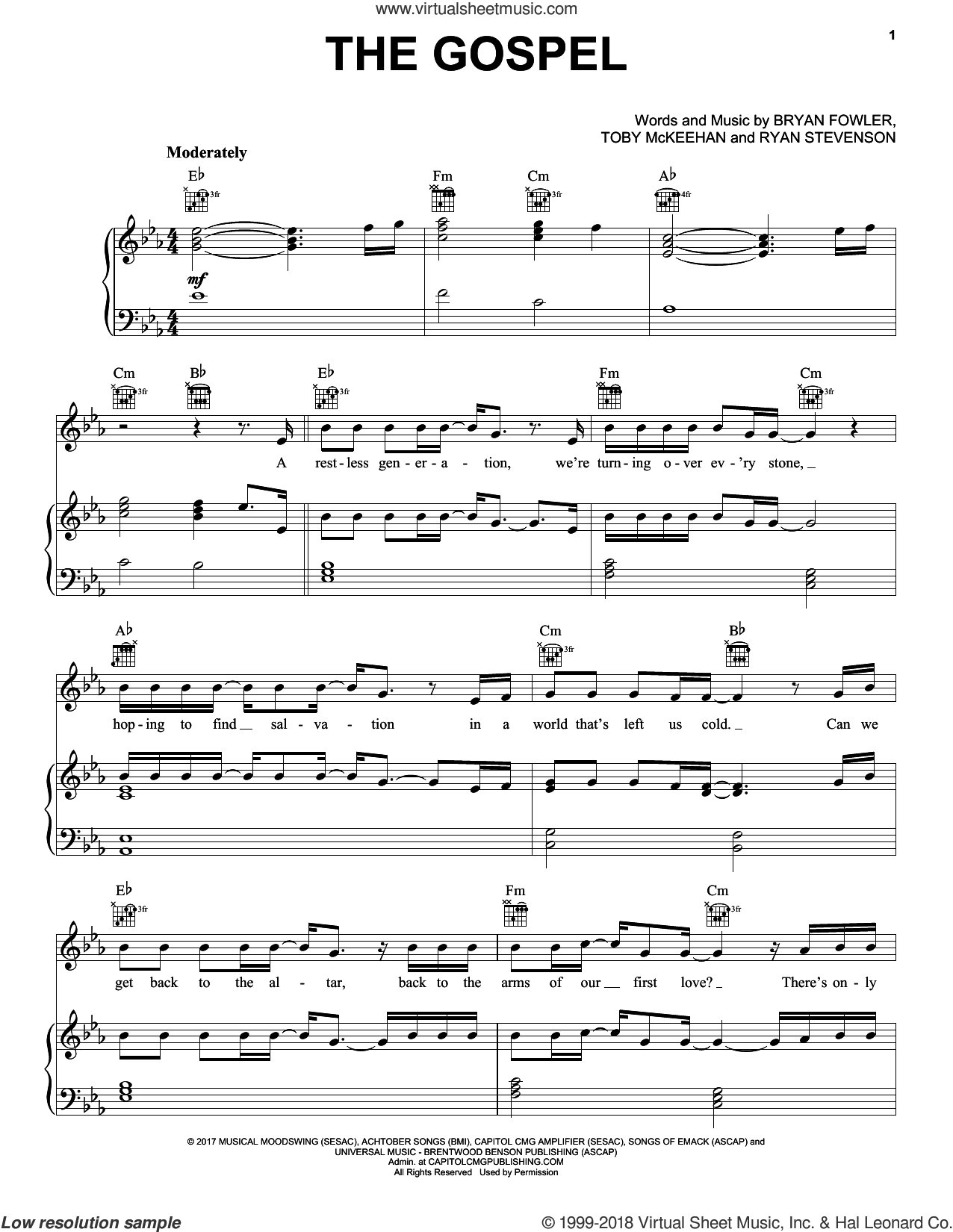 The Gospel Sheet Music For Voice Piano Or Guitar PDF 
