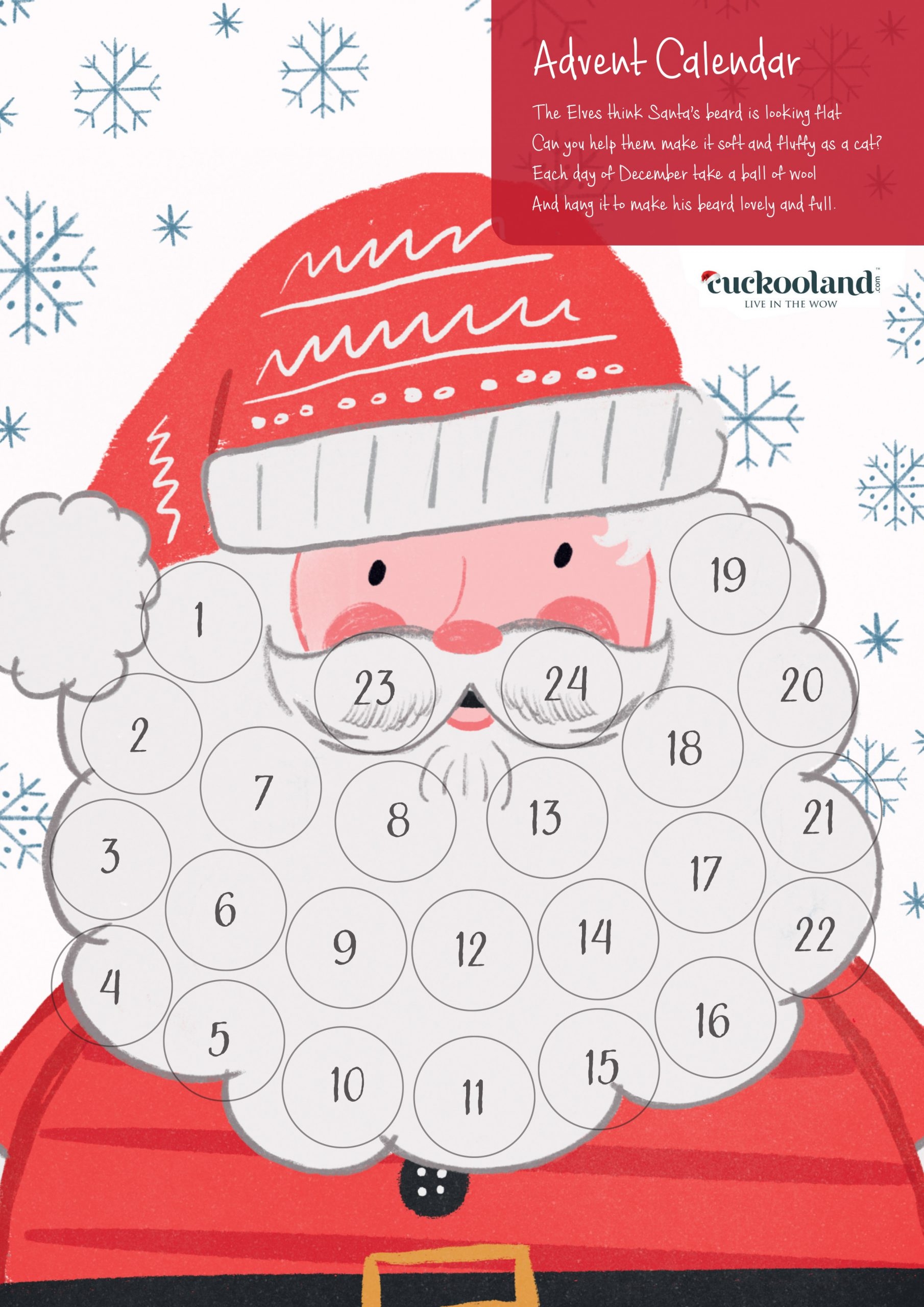 Santa Advent Calendar Printable