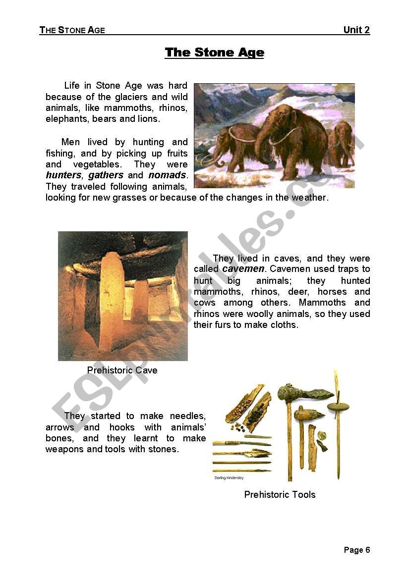 The Stone Age ESL Worksheet By Fpatito84