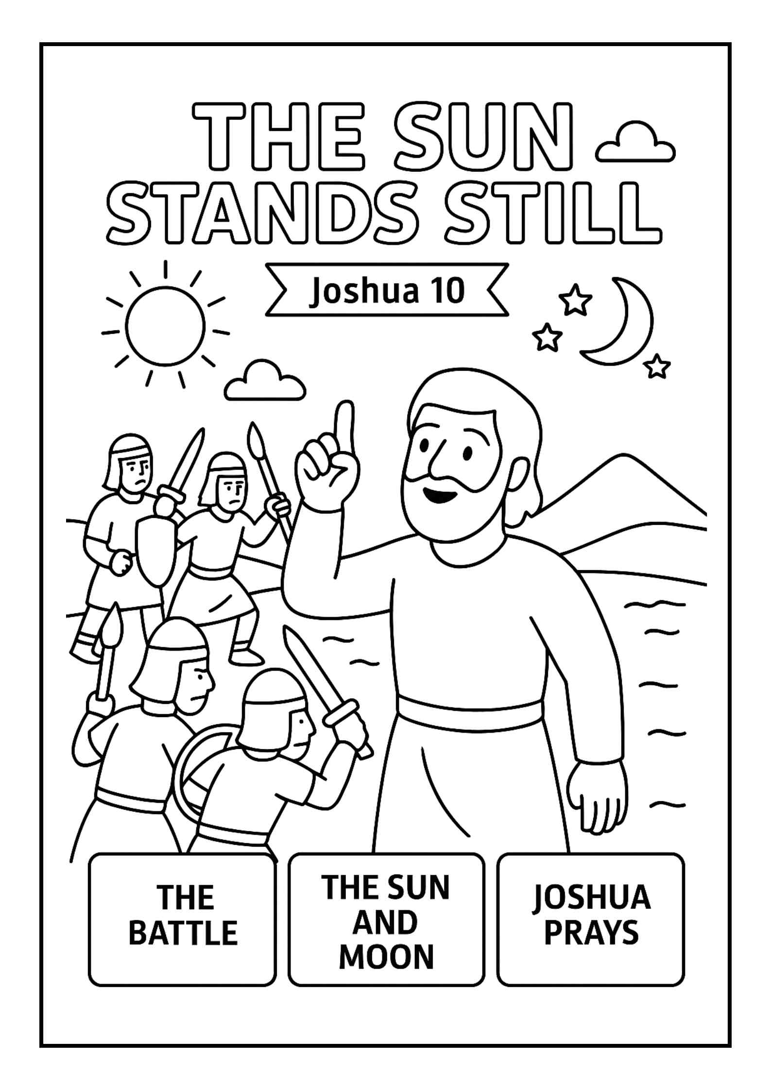 The Sun Stands Still Coloring Page Free Joshua 10 Printable For 