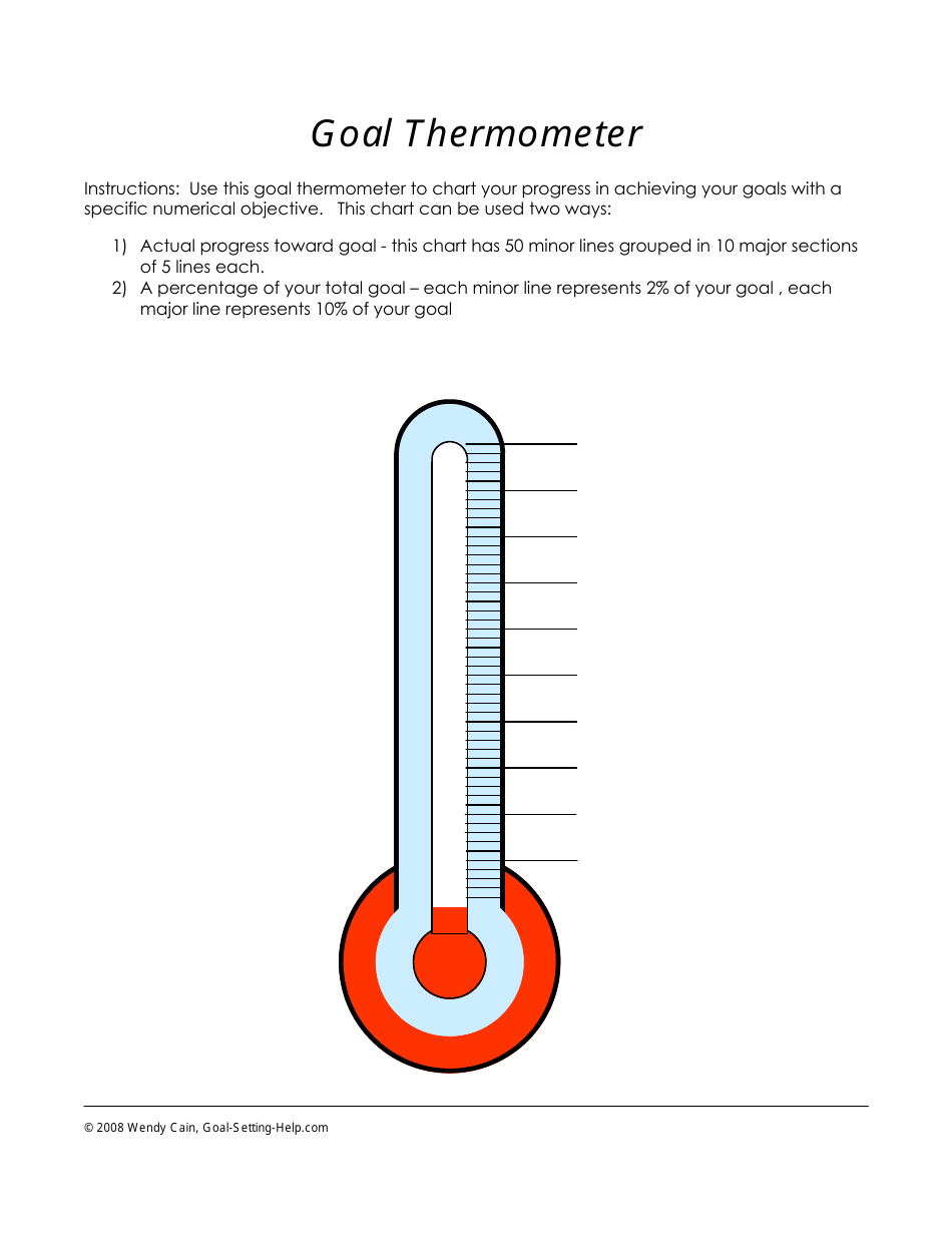 Thermometer Goal Chart Printable Pdf