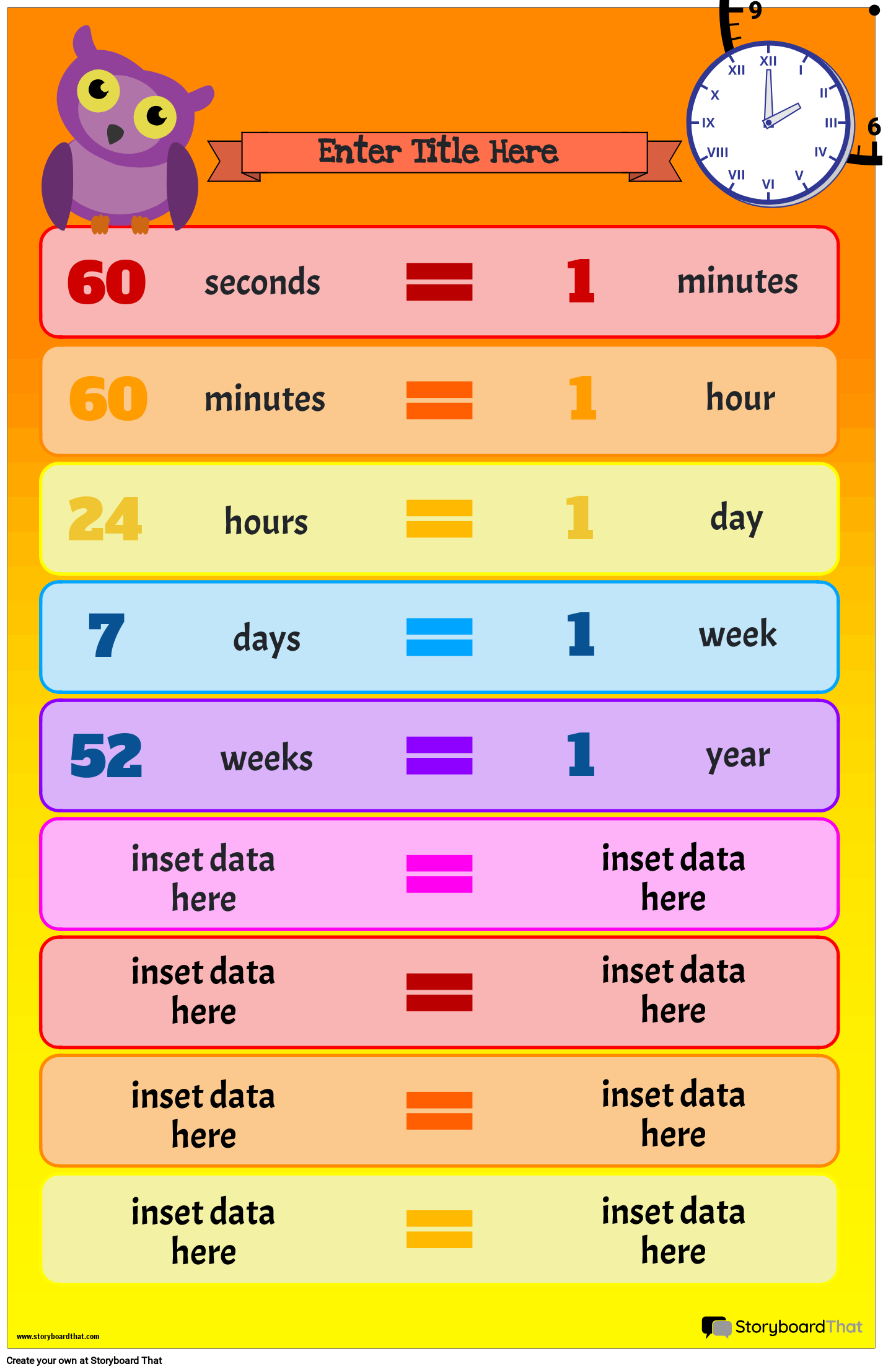 Time Conversion Posters Free Templates From Storyboard That