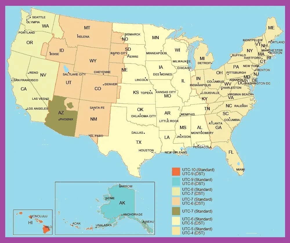 Time Zone Map Usa Hi res Stock Photography And Images Alamy Worksheets Library