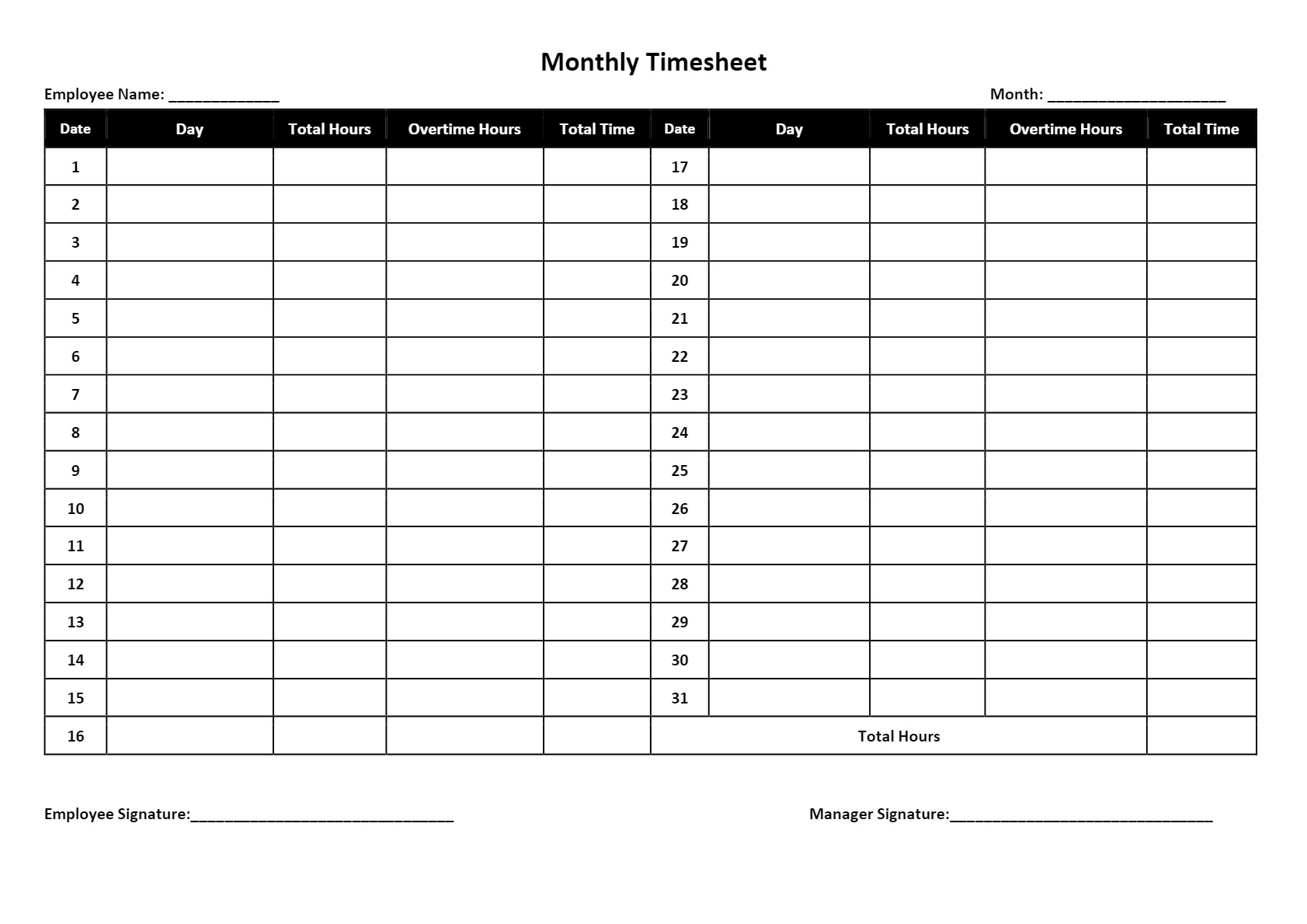 Timesheet Templates Download amp Print For Free Worksheets Library
