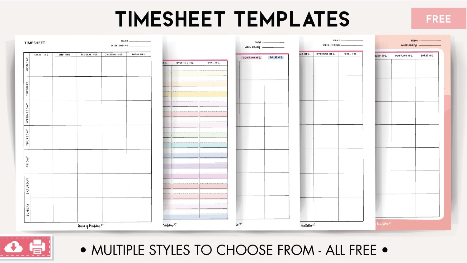 Timesheet Templates World Of Printables Timesheet Templates World Of Printables