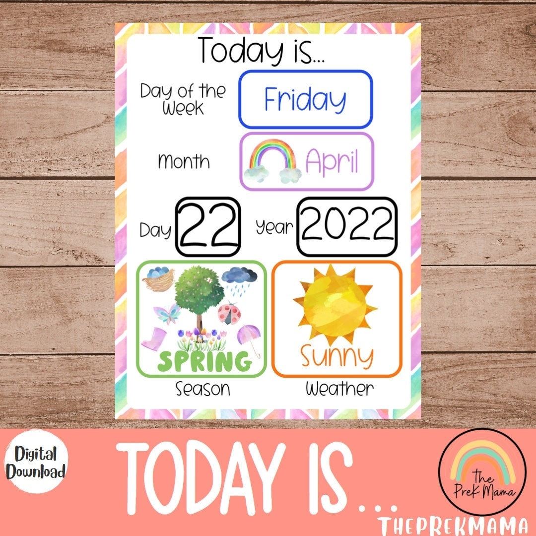 Today Is Calendar Circle Time Preschool Curriculum Preschool Printable Calendar Preschool Printable Homeschool Montessori Curriculum Etsy Canada