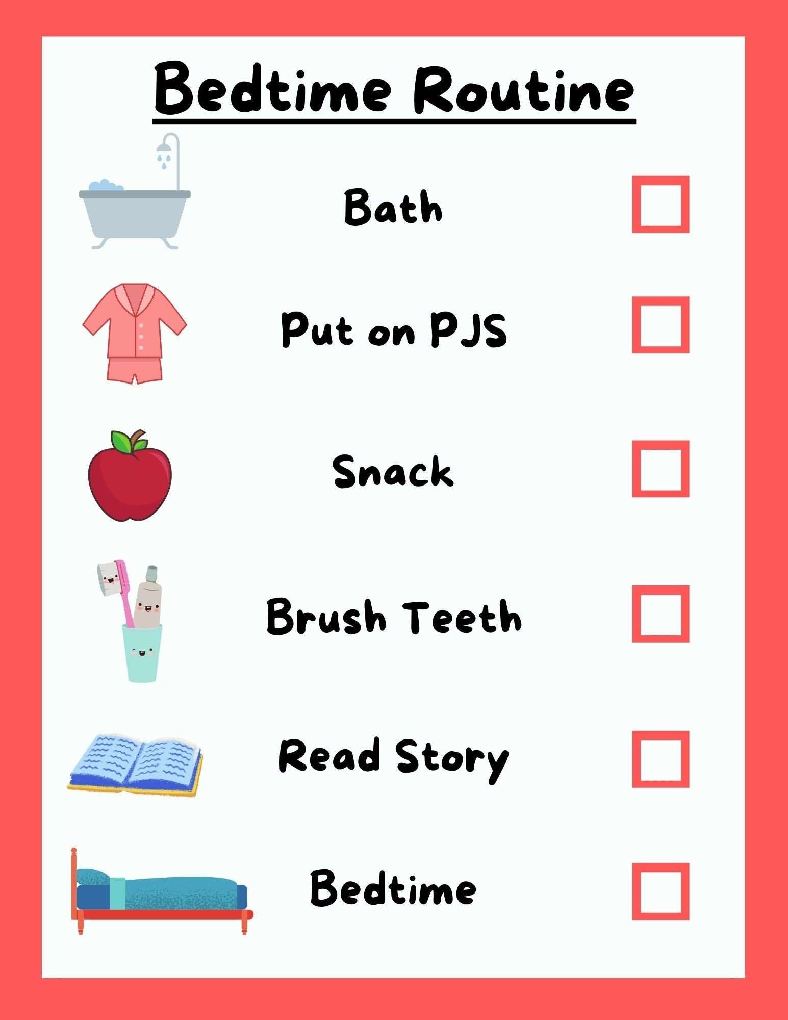 Toddler Bedtime Routine Chart Instant Download Printable Kids Sleep Montessori Children s Preschool Sleep Routine Check Off List Etsy
