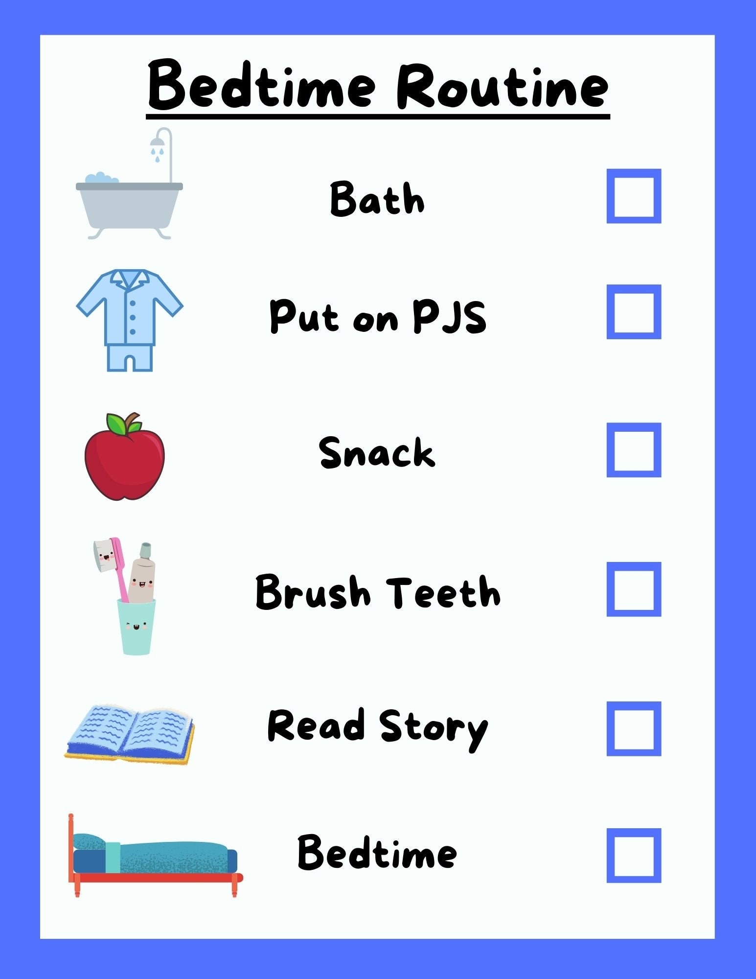 Toddler Routine Printable Chart