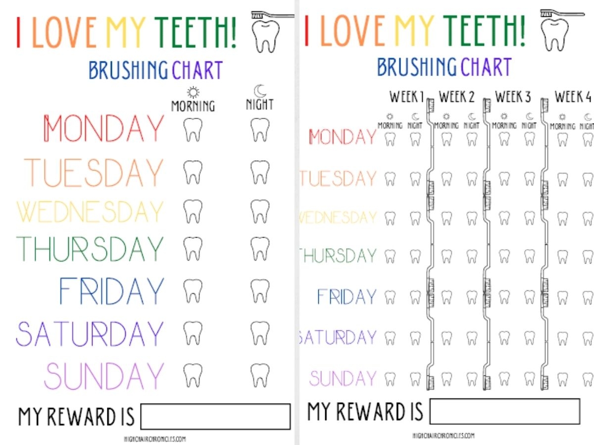 Kids Tooth Brushing Chart Printable