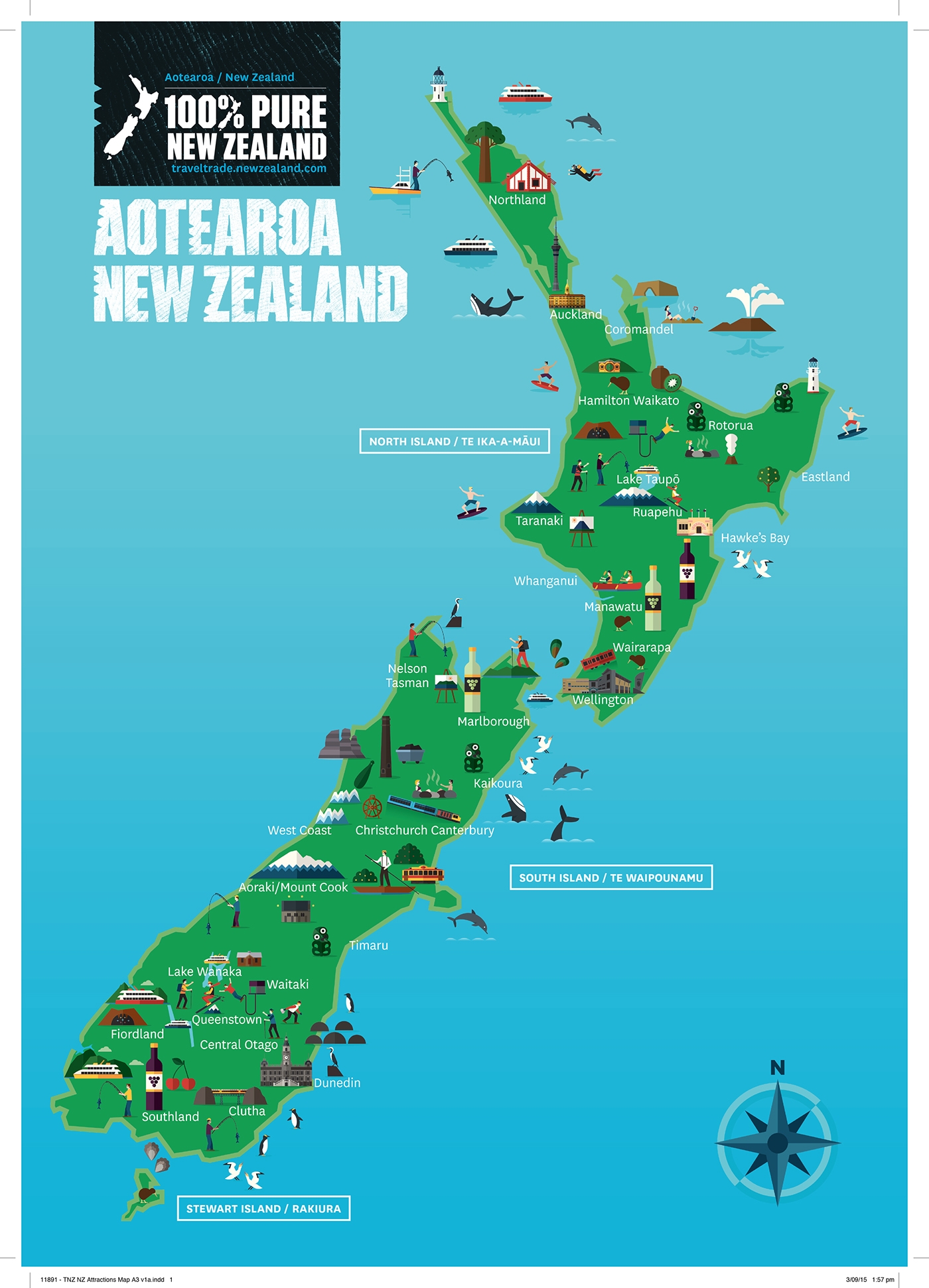 Tourism New Zealand Map Behance