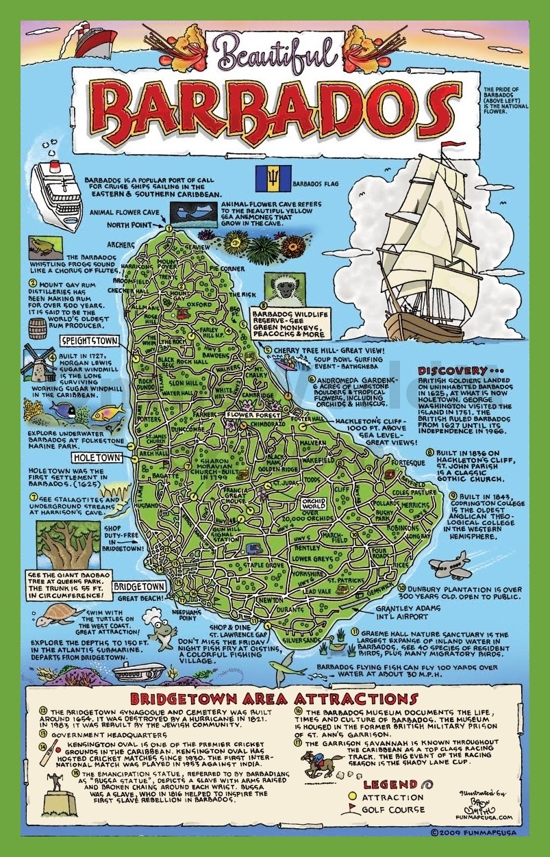 Tourist Map Of Barbados With Attractions Ontheworldmap