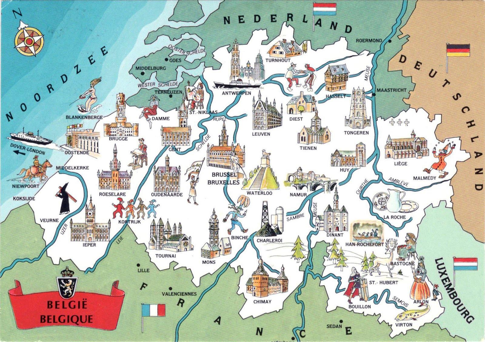 Tourist Map Of Belgium Tourist Attractions And Monuments Of Belgium