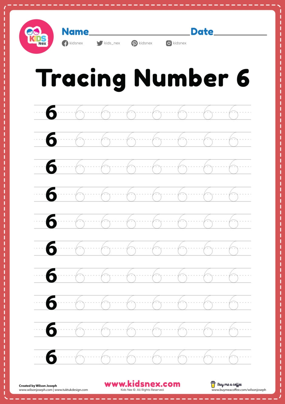 Number 6 Worksheets Free Printable
