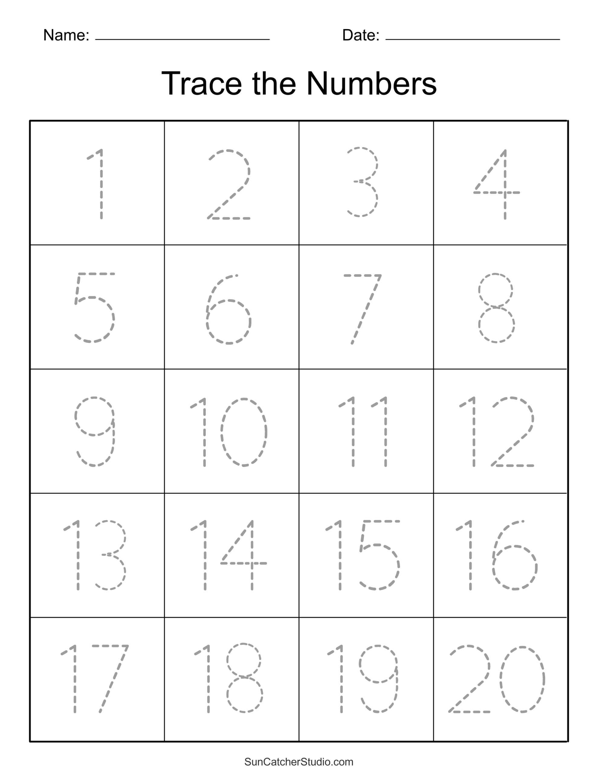 Tracing Numbers Free Printable Practice PDF Worksheets Free Printables Monograms Design Tools Patterns U0026 DIY Projects