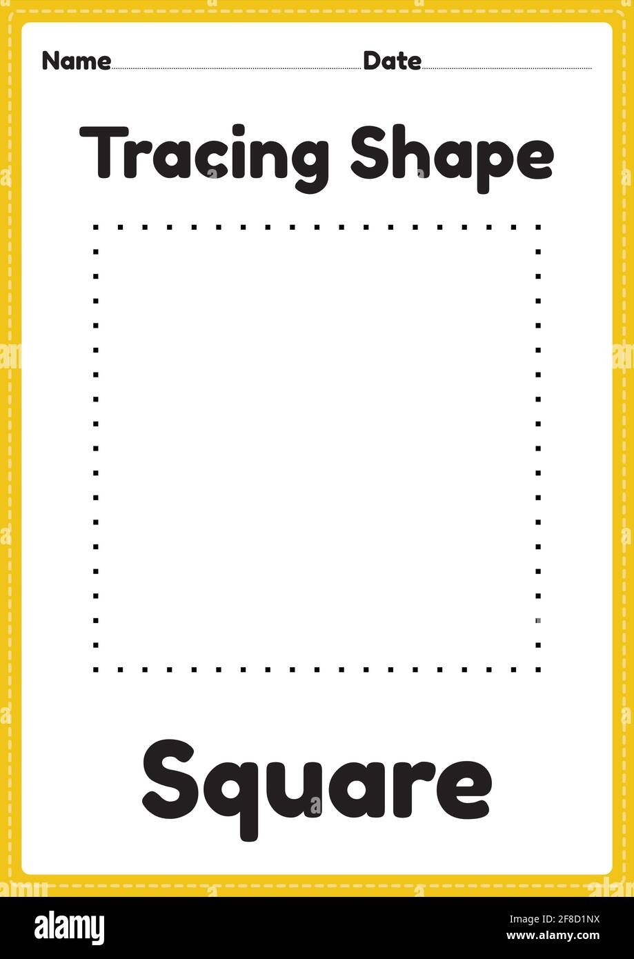 Tracing Square Shapes Worksheet For Kindergarten And Preschool Kids For Educational Activities In A Printable Illustration Stock Vector Image Art Alamy