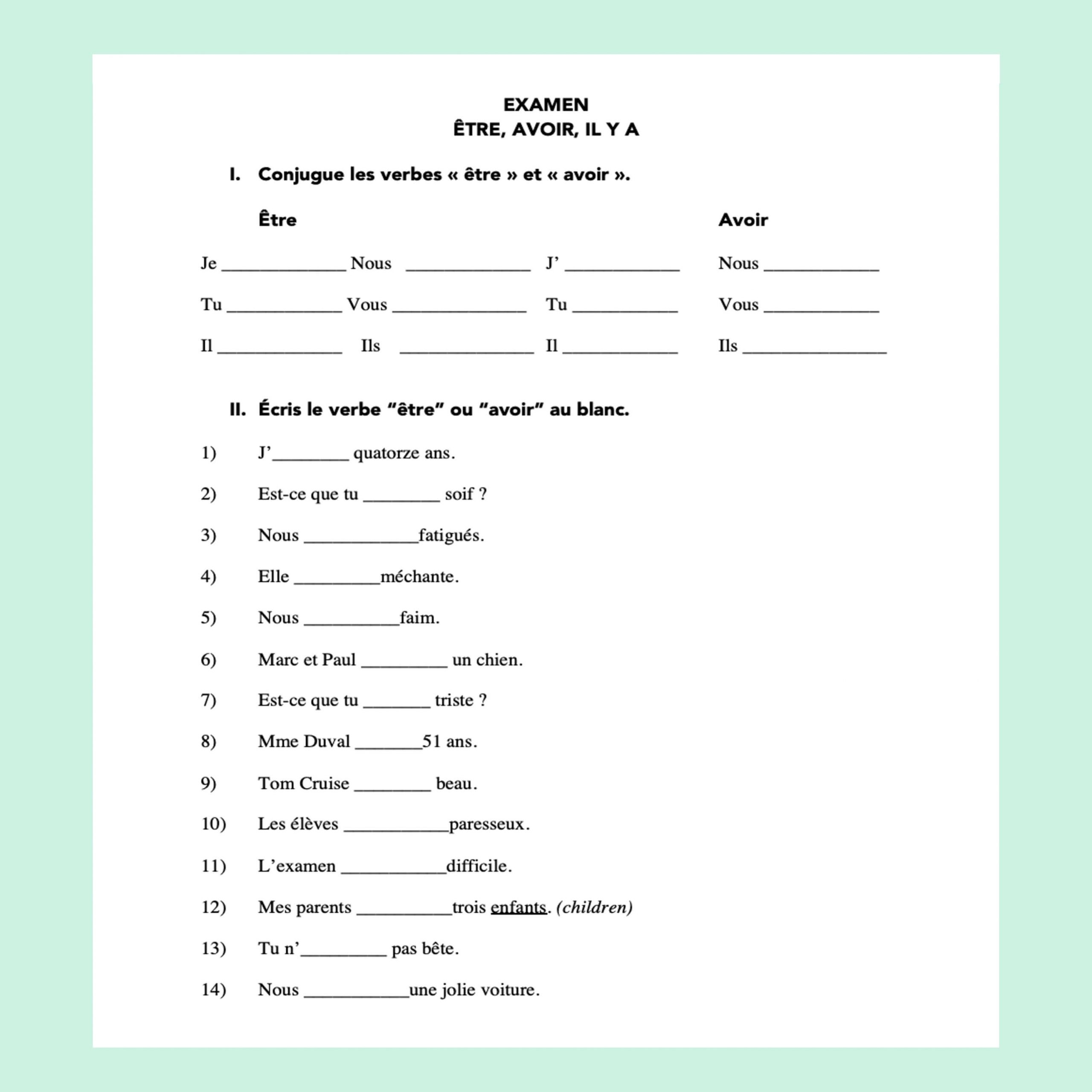  tre And Avoir French Verbs Present Tense Printable And Digital 