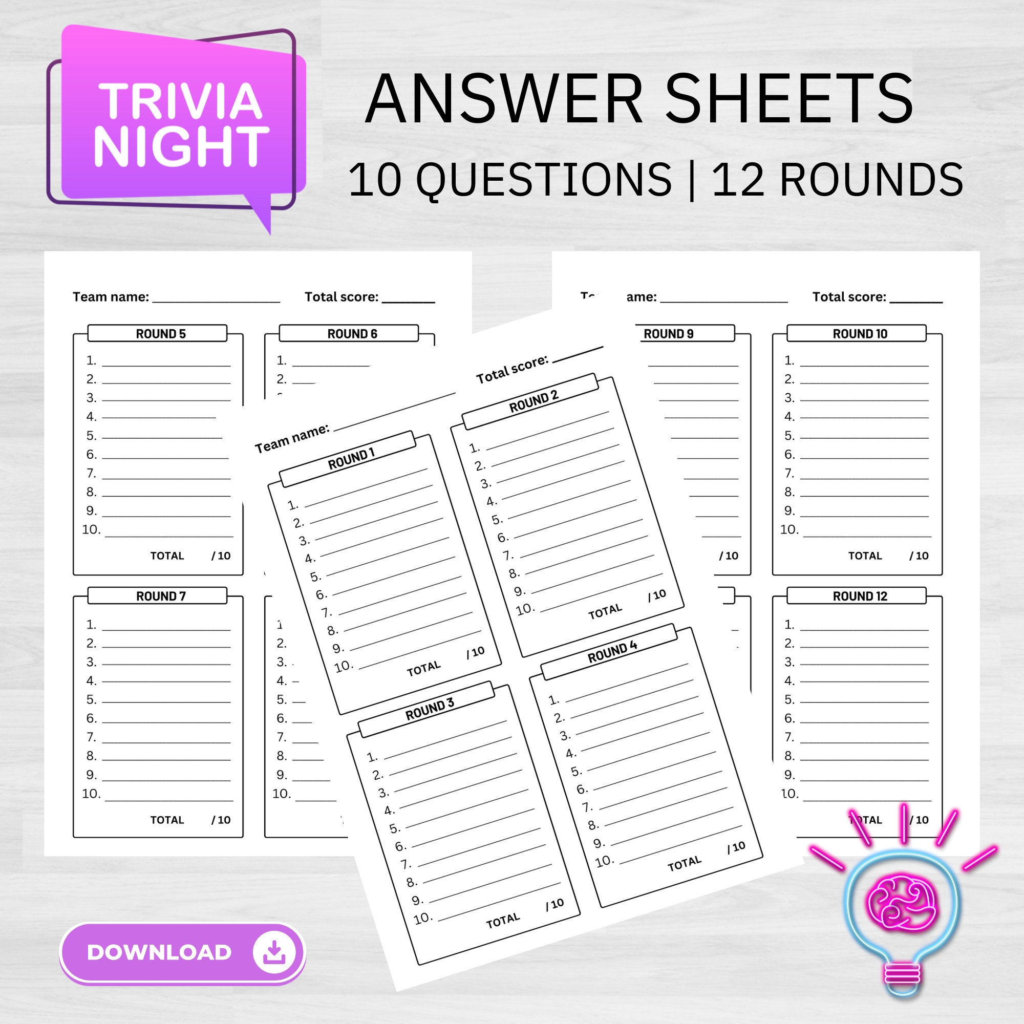 Trivia Sheet Printable