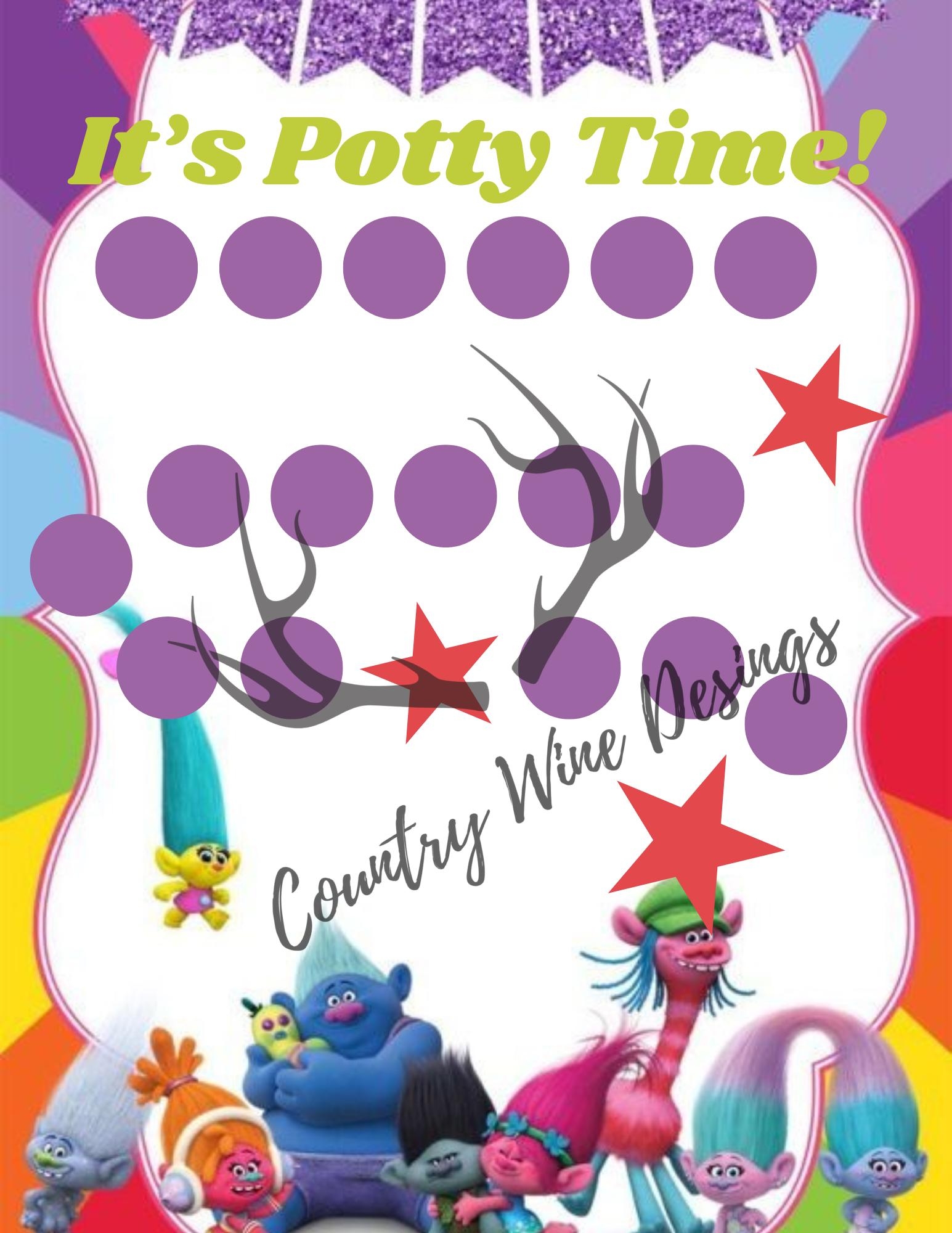 Trolls Potty Chart Etsy Trolls Potty Chart Etsy