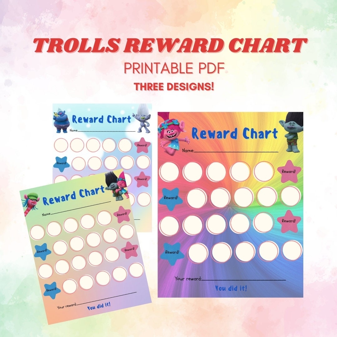 Trolls Reward Chart Kids Chore Potty Training PDF Etsy Trolls Reward Chart Kids Chore Potty Training PDF Etsy