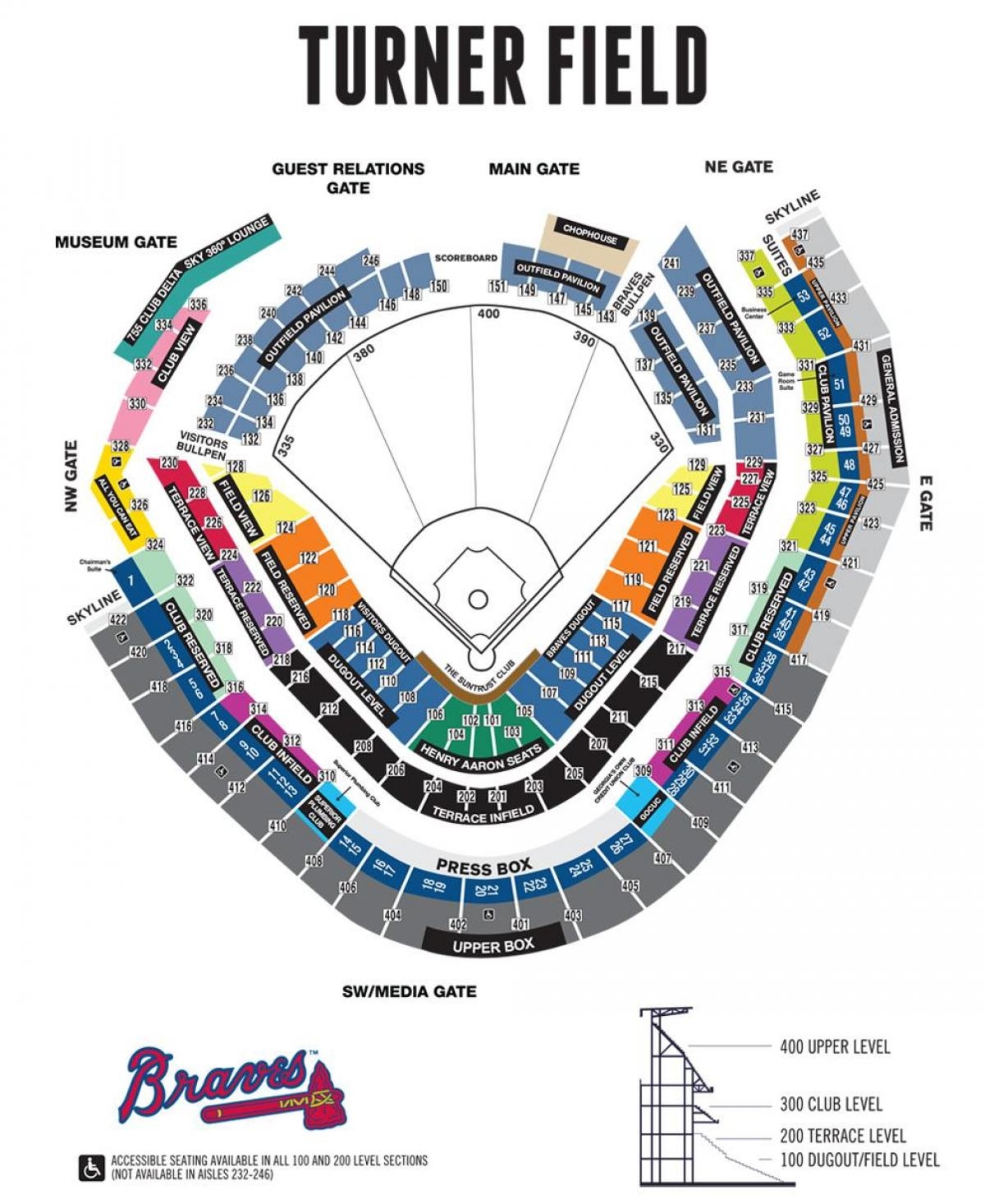 Turner Field Seat Map Braves Stadium Seating Map United States Of America 